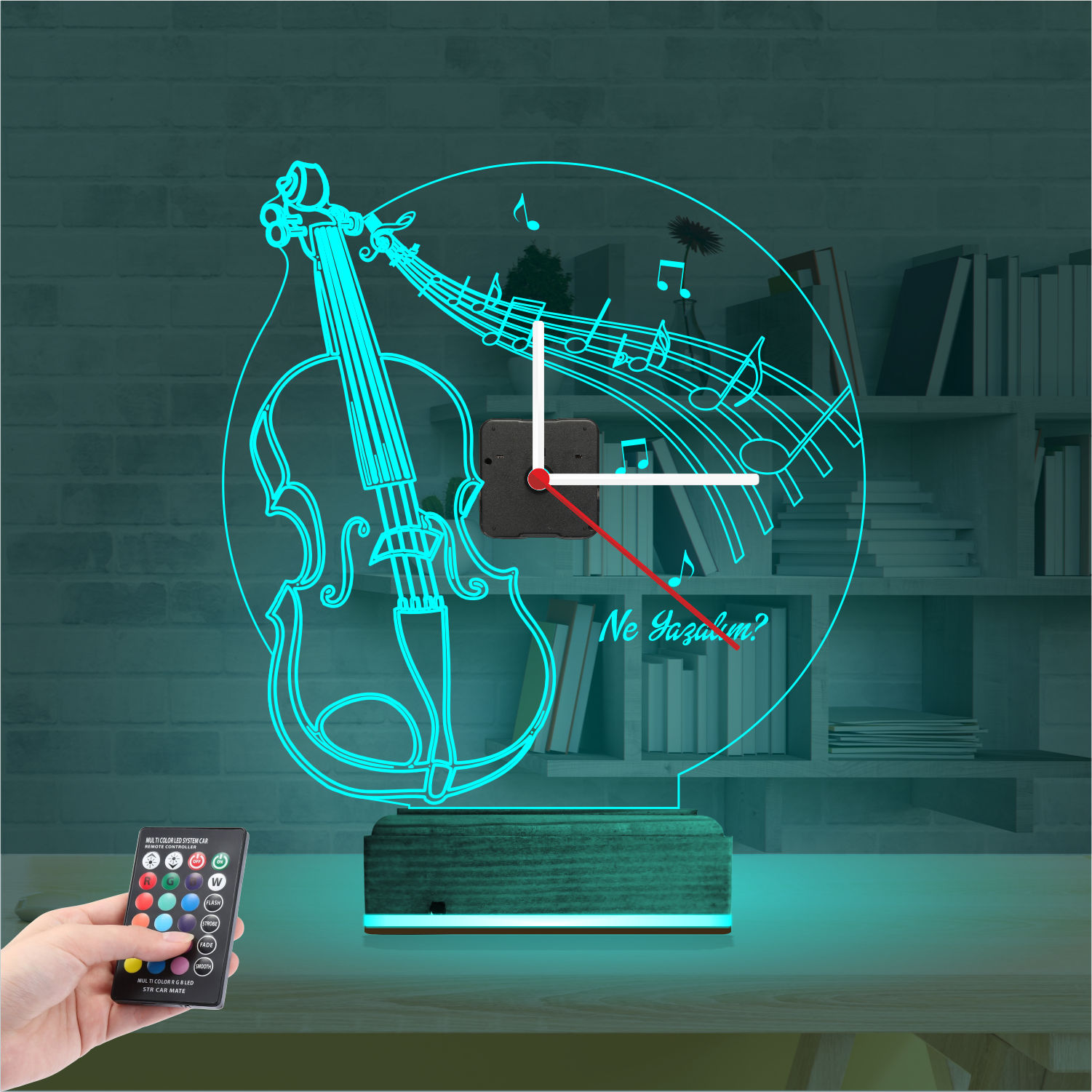 Именной подарок: скрипка с нотами и часами 3d светильник 2