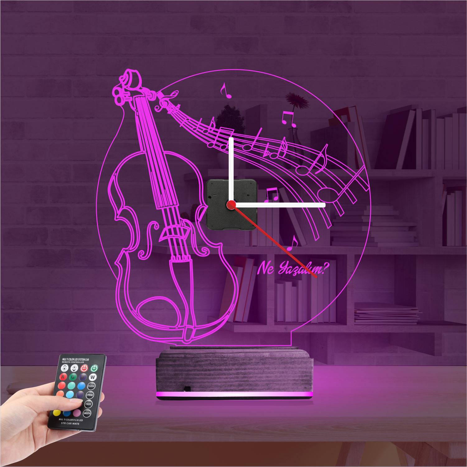 Именной подарок: скрипка с нотами и часами 3d светильник 3