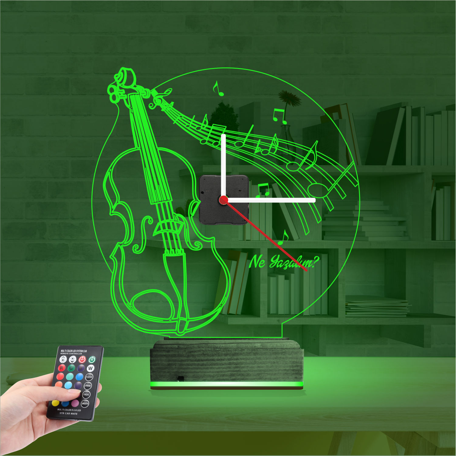 Именной подарок: скрипка с нотами и часами 3d светильник 4