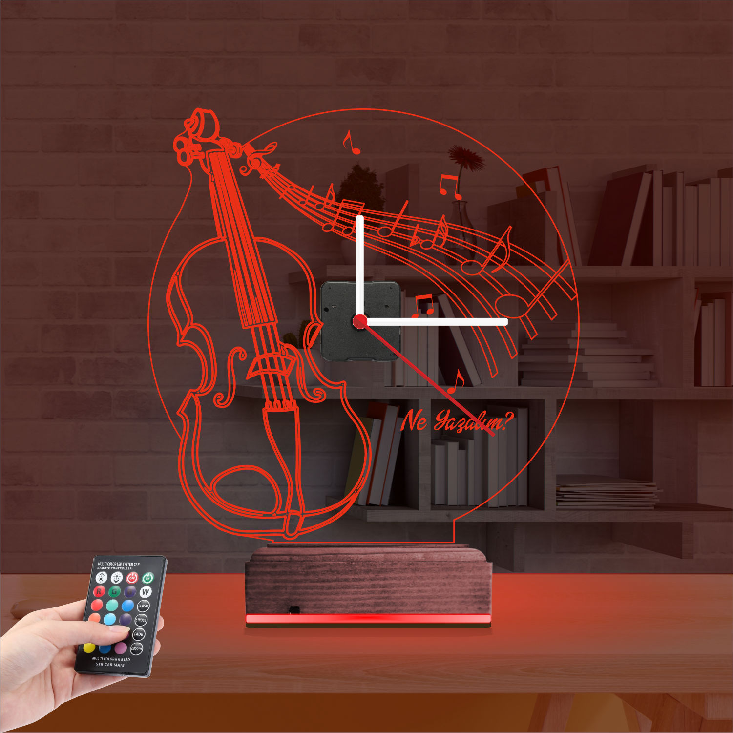 Именной подарок: скрипка с нотами и часами 3d светильник 5