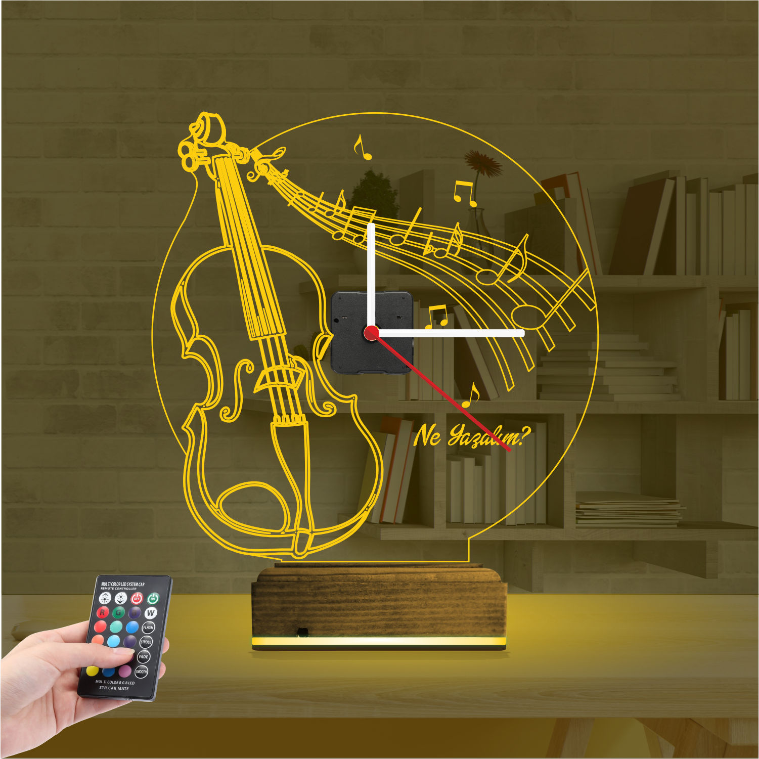 Именной подарок: скрипка с нотами и часами 3d светильник 6
