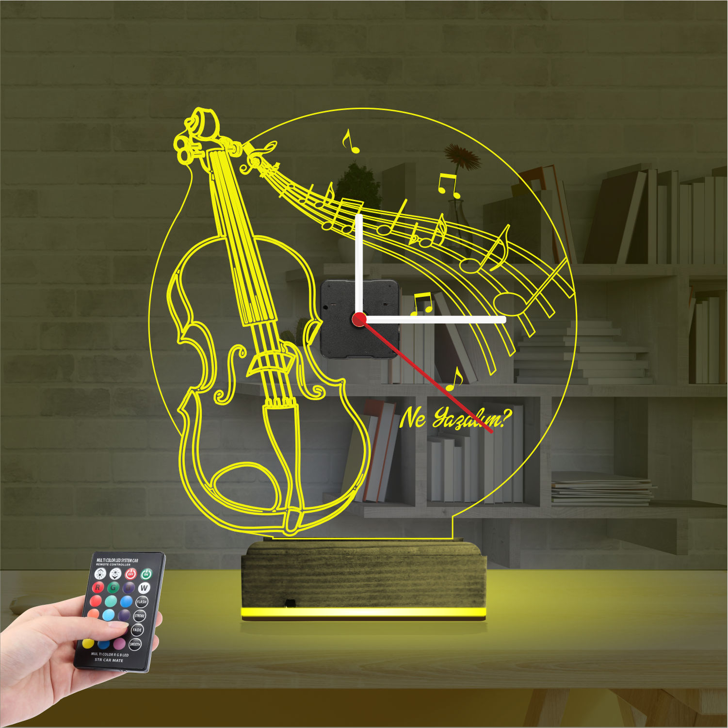 Именной подарок: скрипка с нотами и часами 3d светильник 7