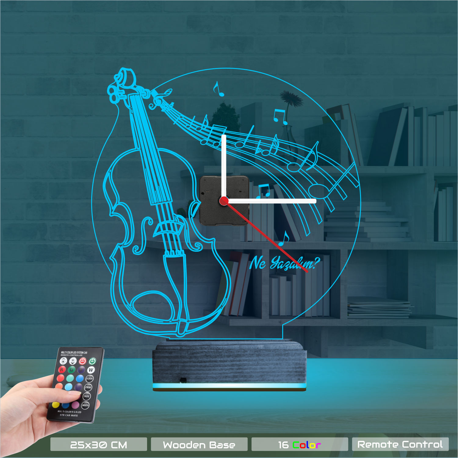 Именной подарок: скрипка с нотами и часами 3d светильник 8