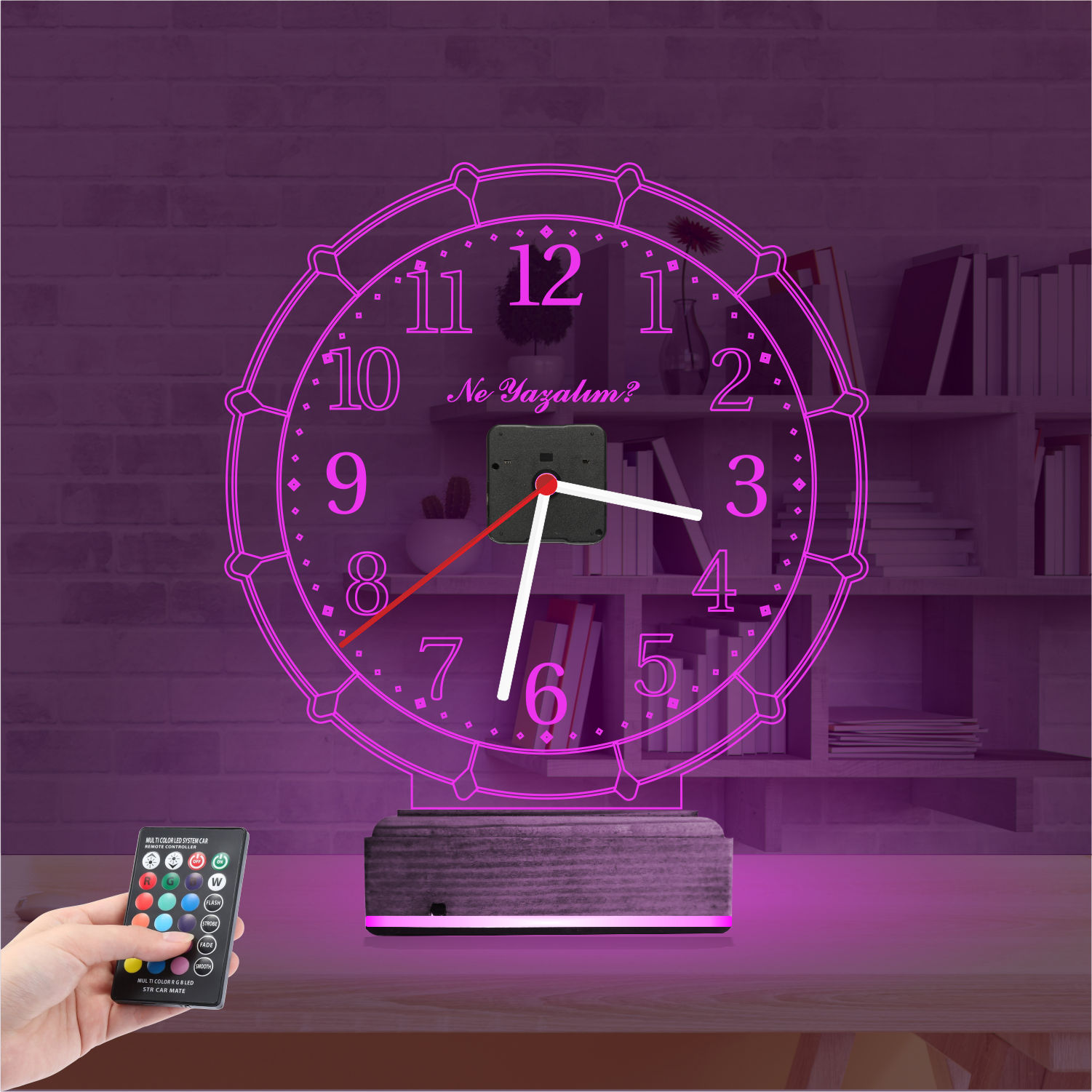 Именной 3D-светильник «Классические часы» с вашим текстом 2