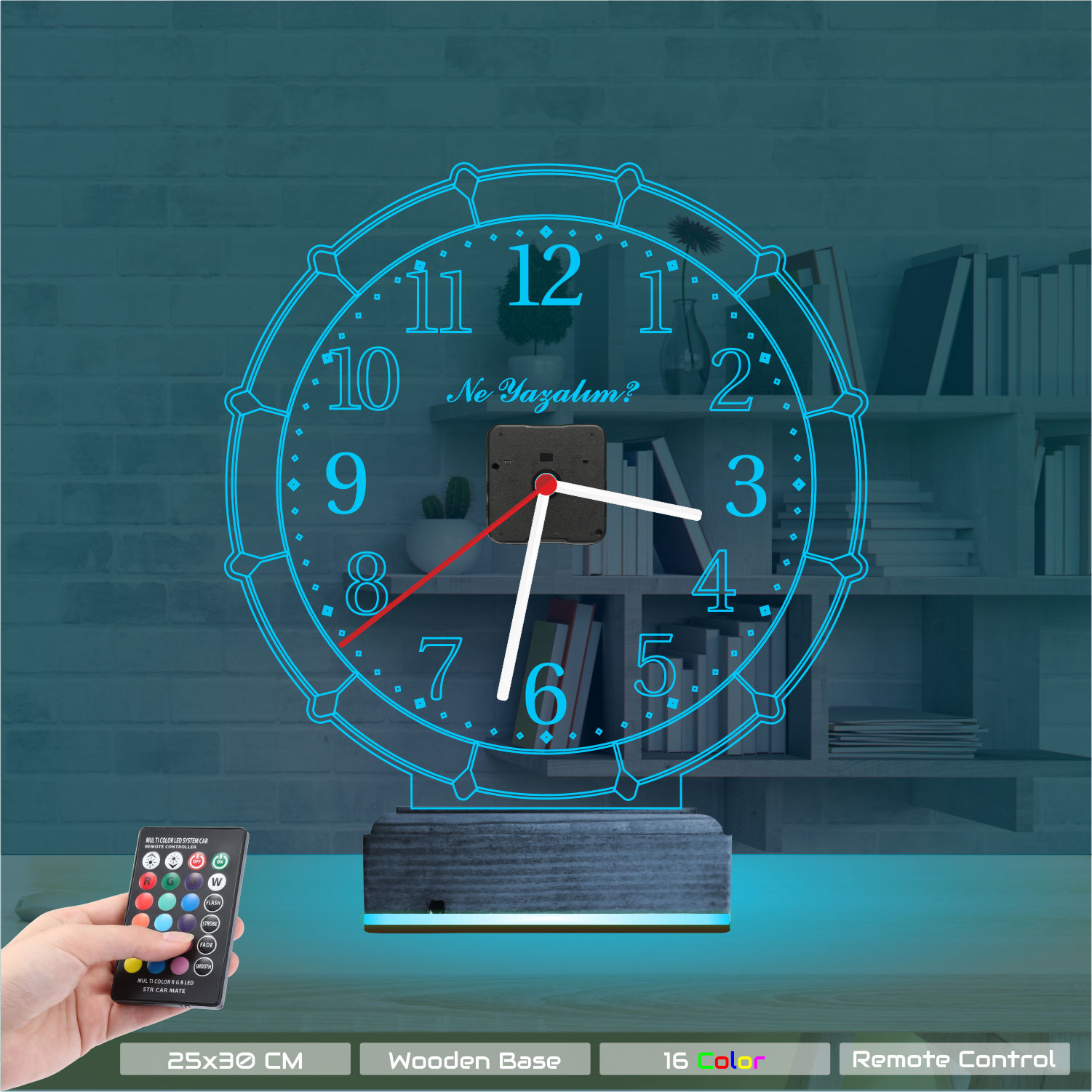 Именной 3D-светильник «Классические часы» с вашим текстом 7