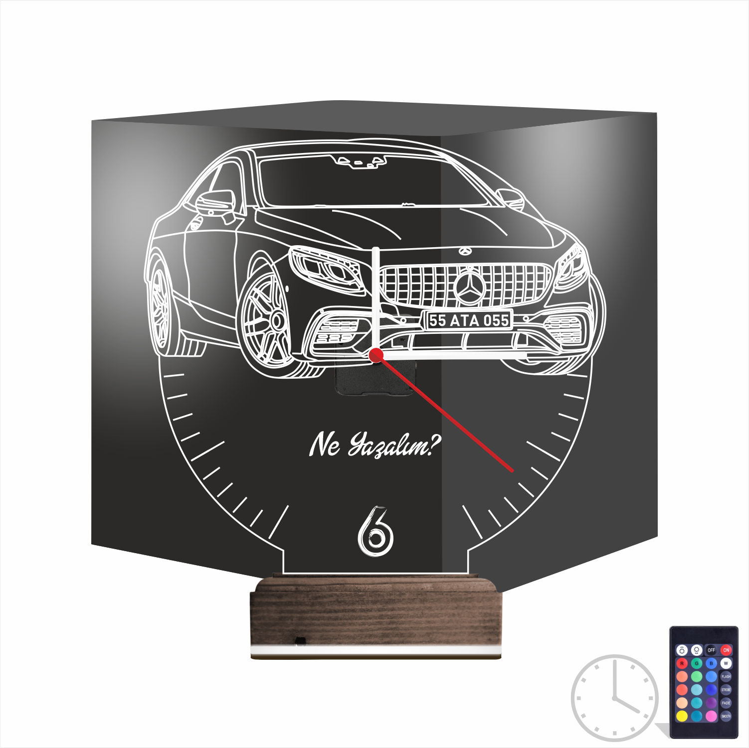 Именной 3D-светильник с часами «Мерседес» 9