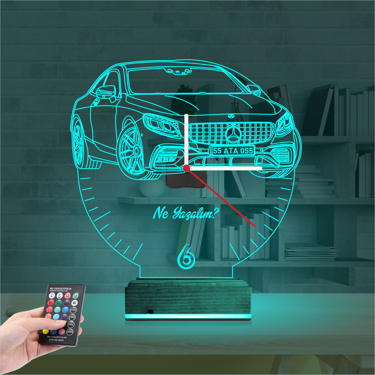 Именной 3D-светильник с часами «Мерседес» 2