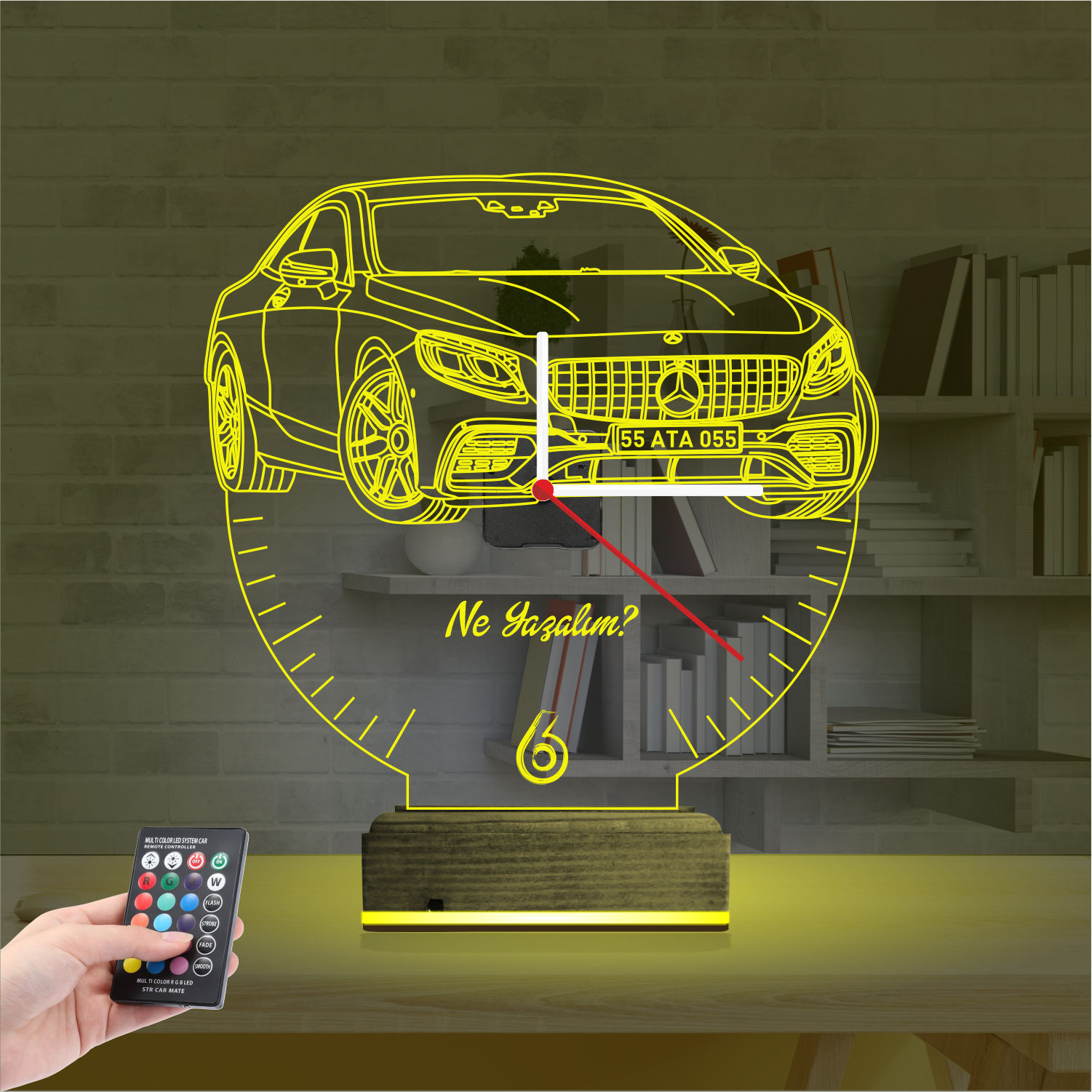 Именной 3D-светильник с часами «Мерседес» 4