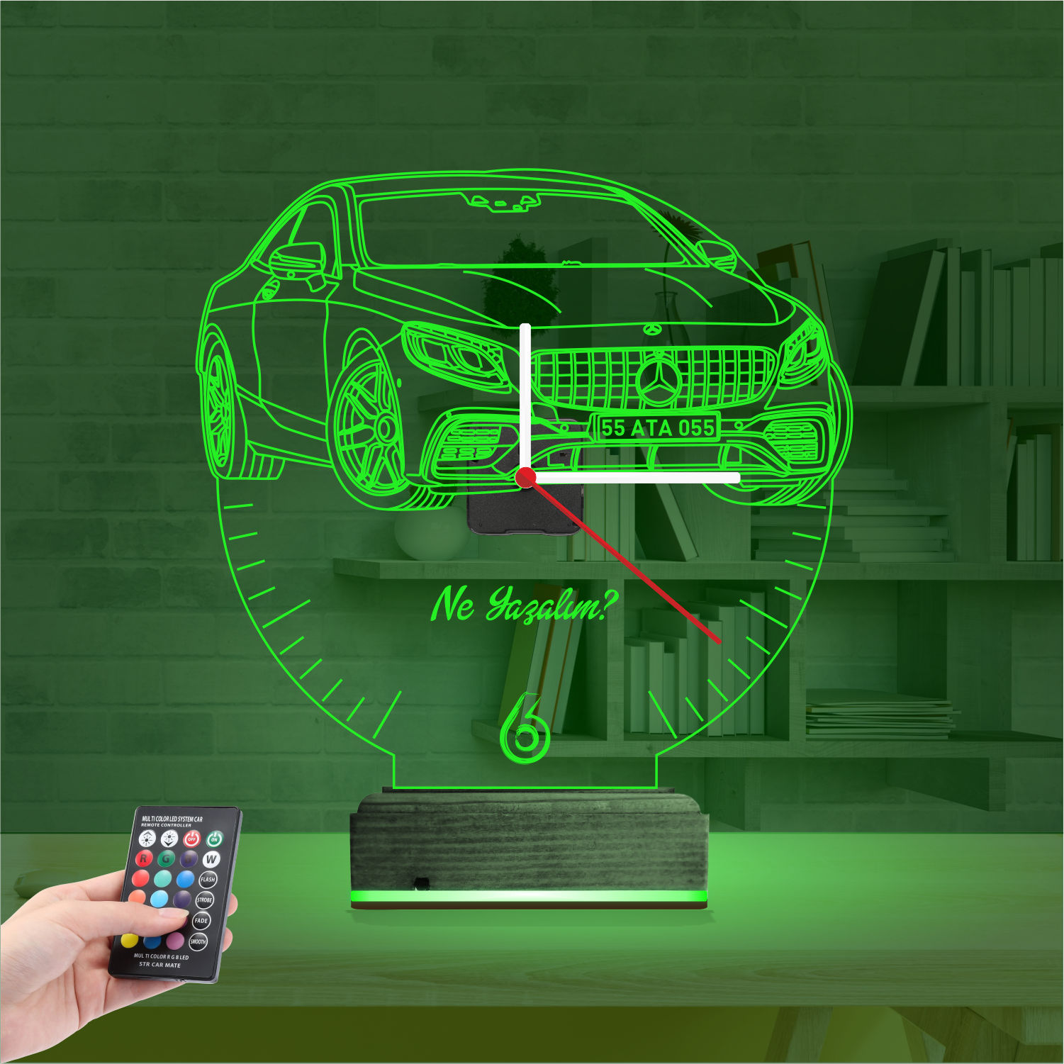 Именной 3D-светильник с часами «Мерседес» 5