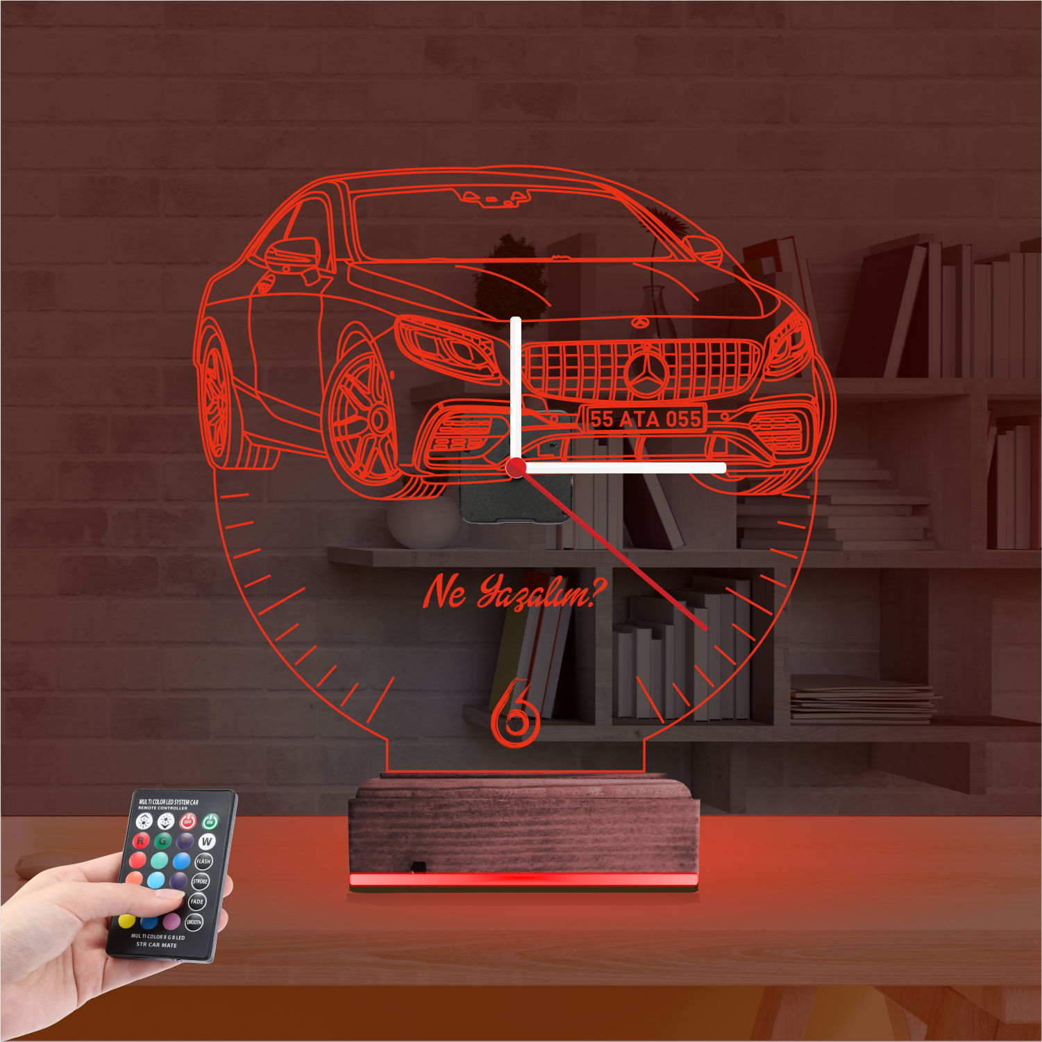 Именной 3D-светильник с часами «Мерседес» 6