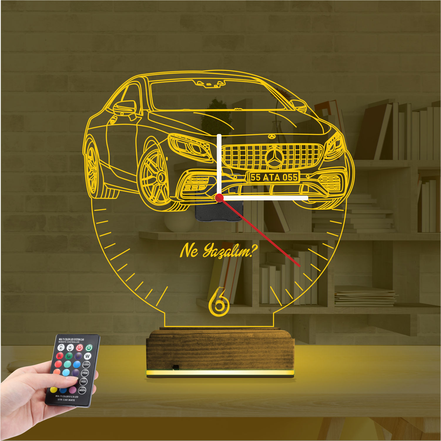 Именной 3D-светильник с часами «Мерседес» 7