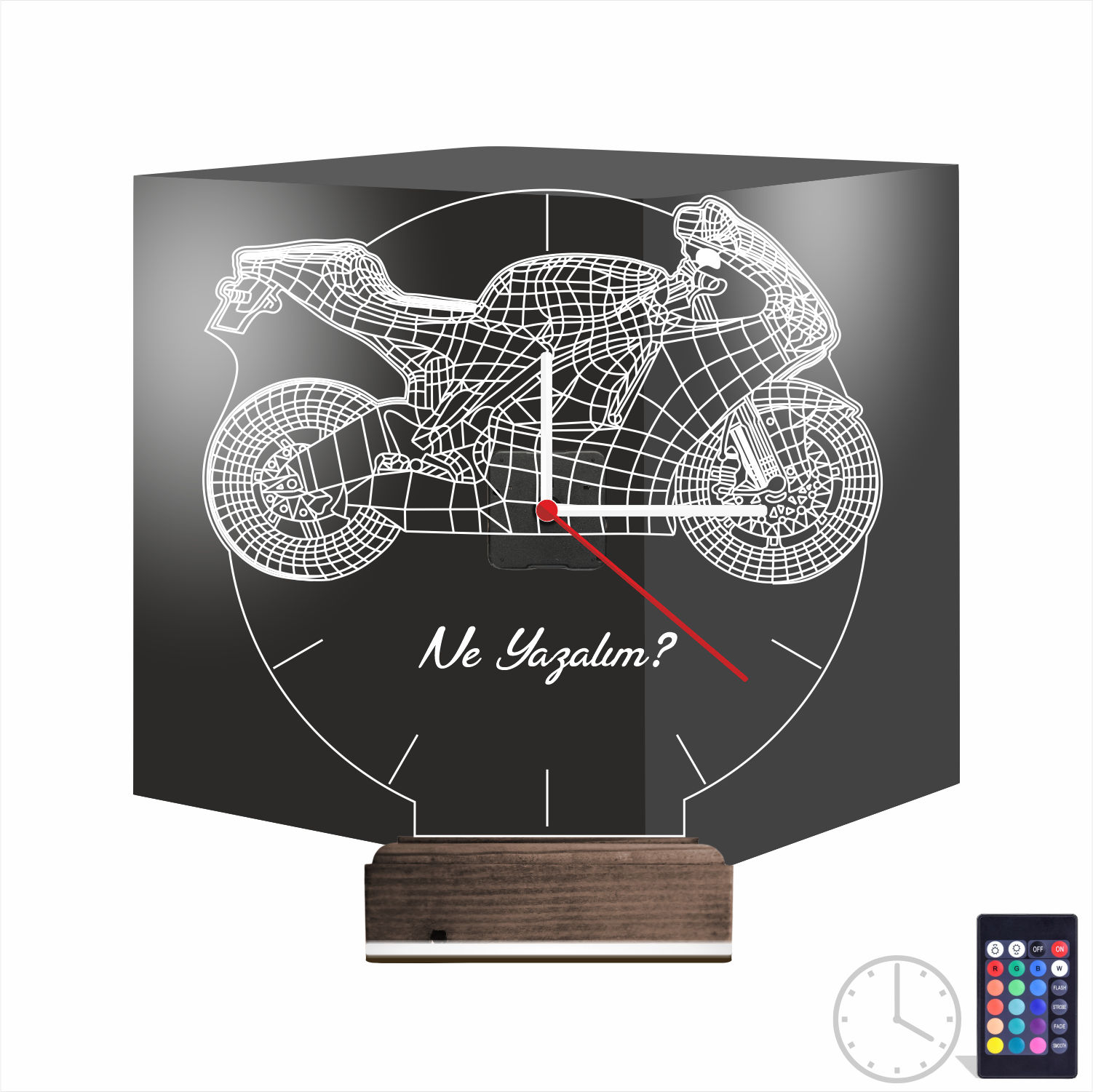 Именной 3D-светильник с часами «Спортбайк» 9