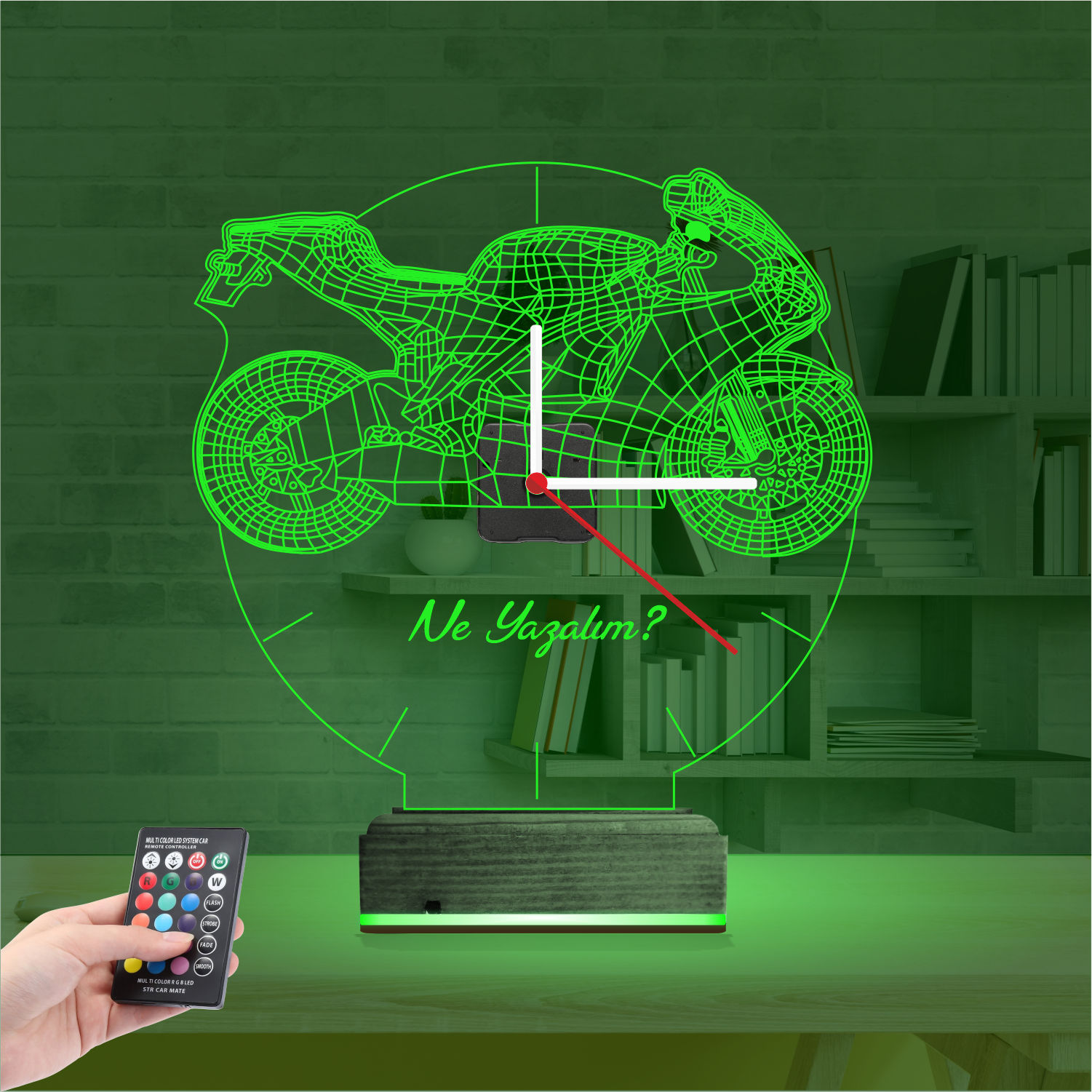 Именной 3D-светильник с часами «Спортбайк» 5