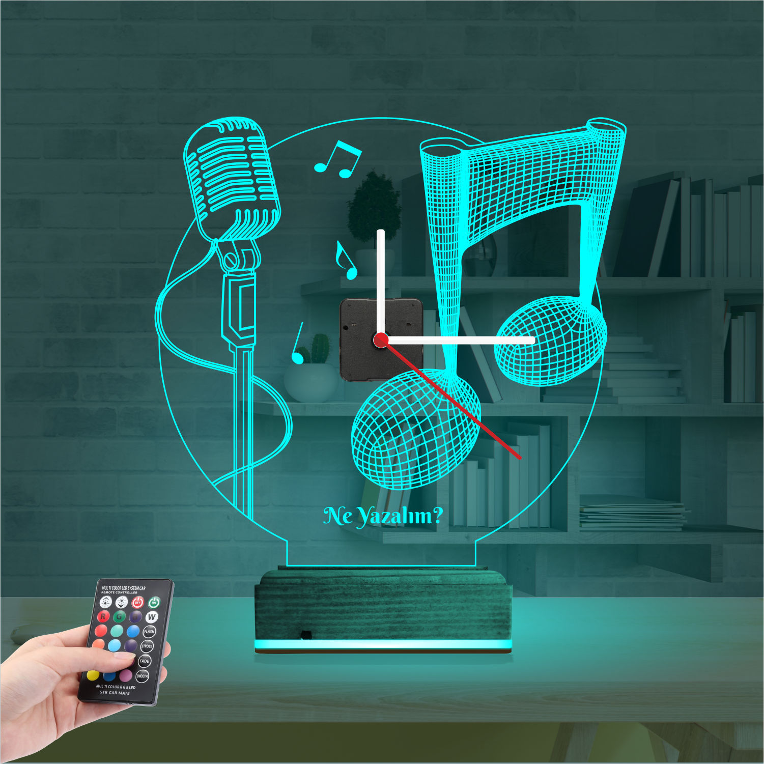 Именной подарок: микрофон и нота 3d светильник 2