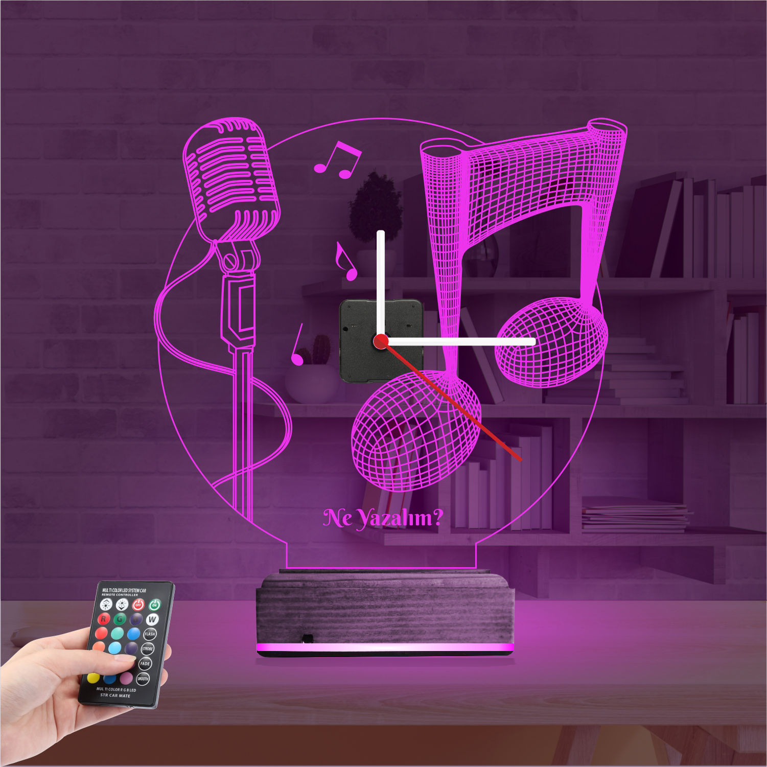 Именной подарок: микрофон и нота 3d светильник 3