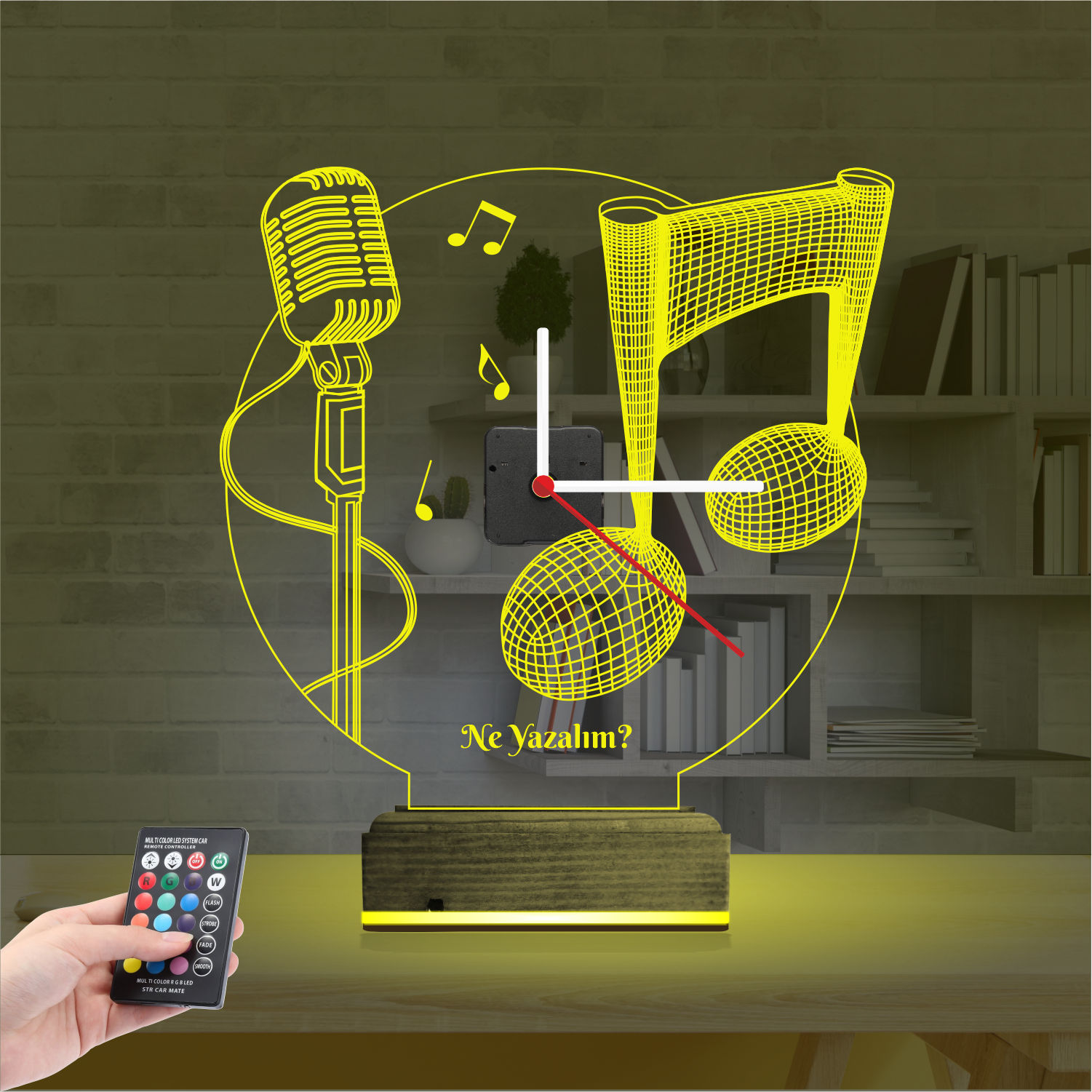 Именной подарок: микрофон и нота 3d светильник 4