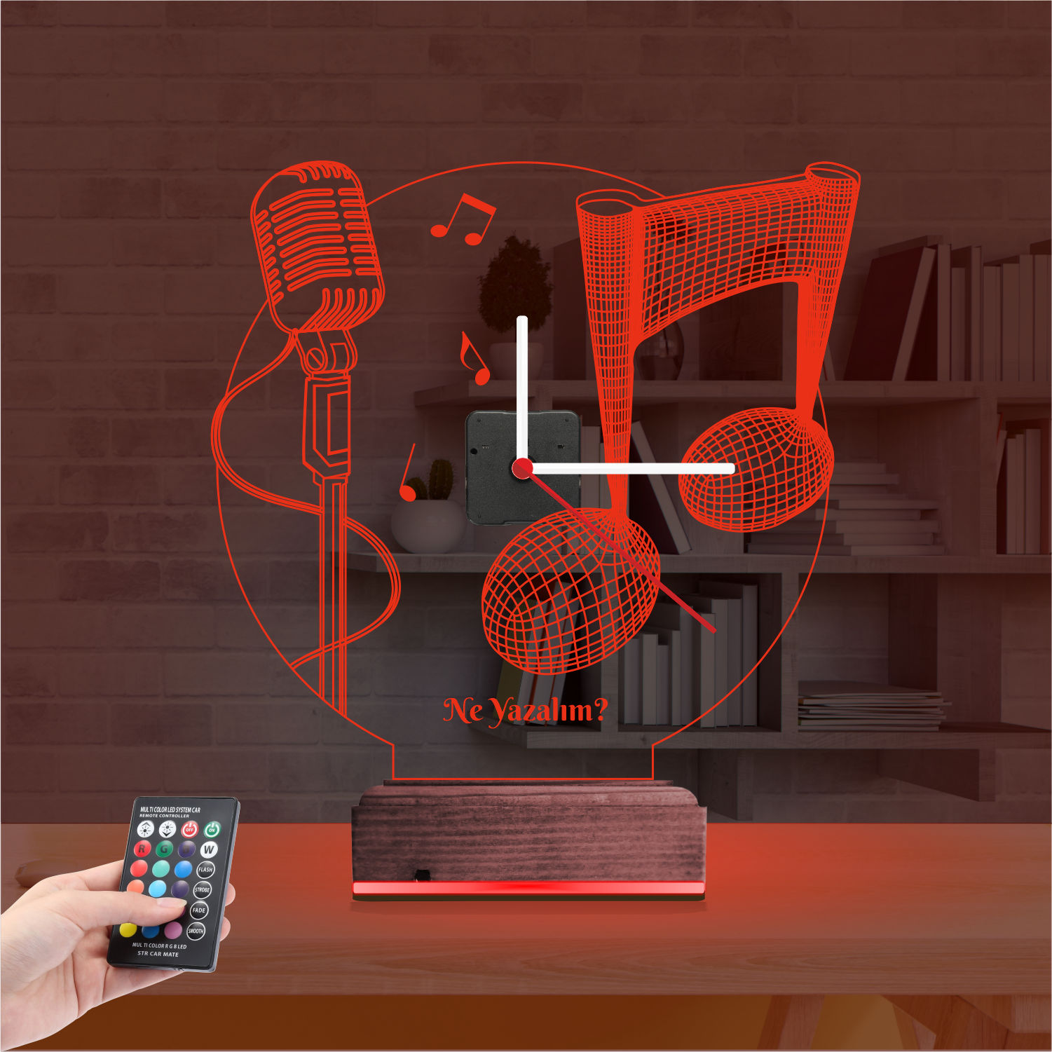 Именной подарок: микрофон и нота 3d светильник 6