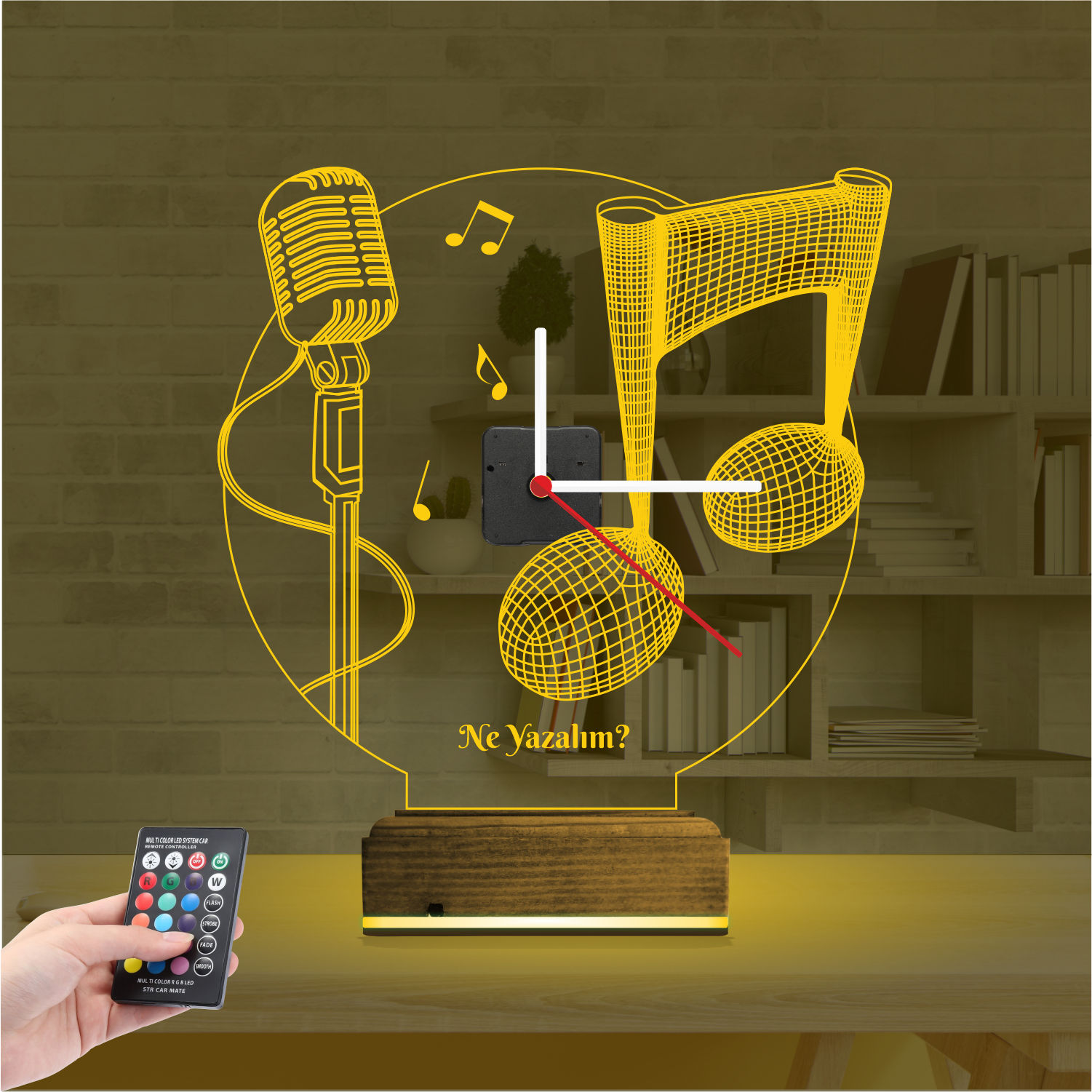 Именной подарок: микрофон и нота 3d светильник 7