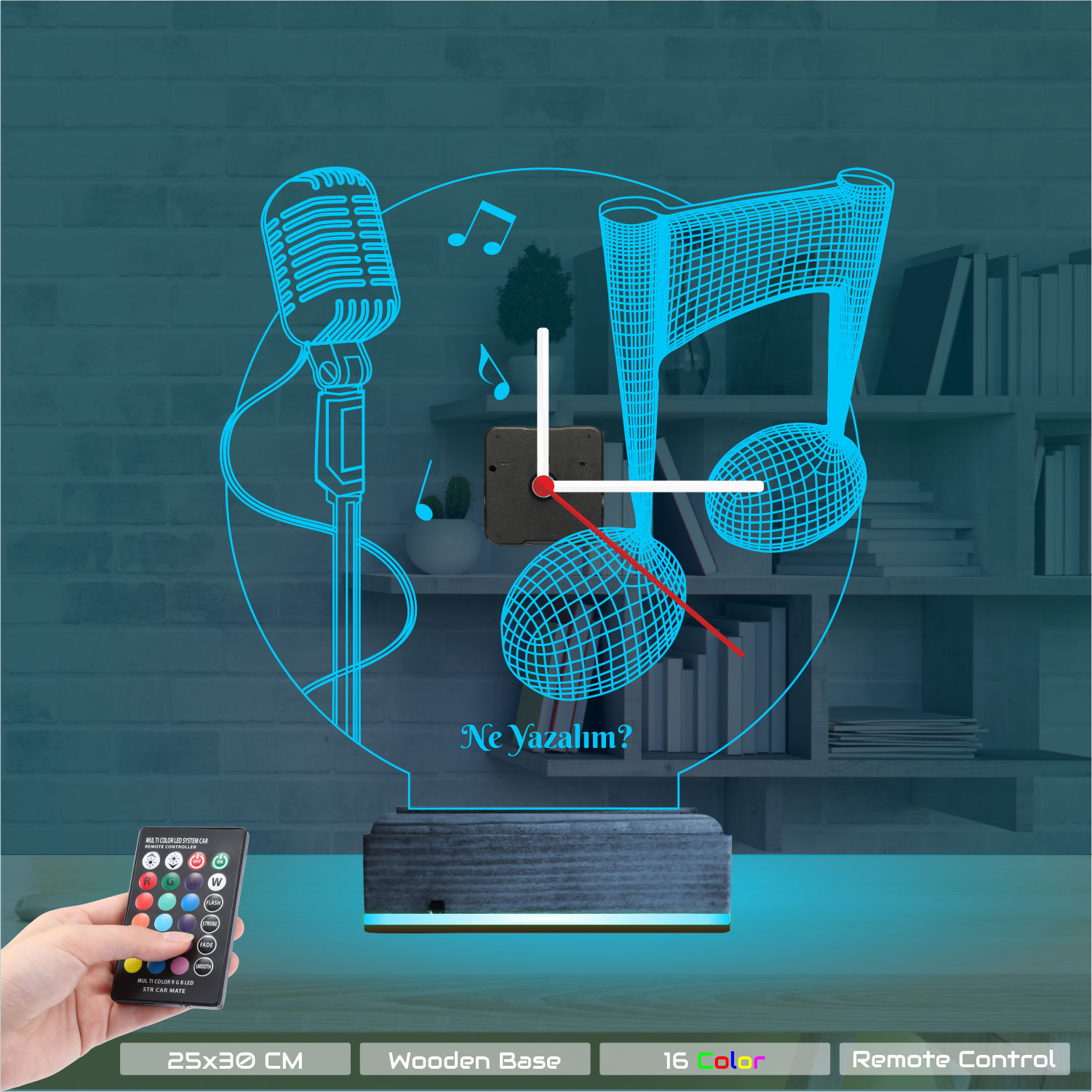 Именной подарок: микрофон и нота 3d светильник 8