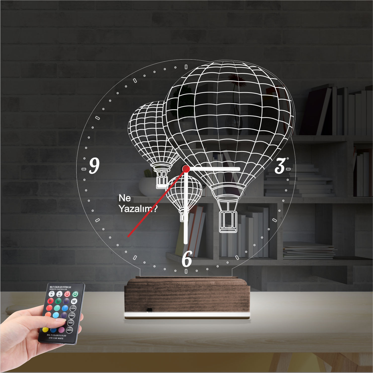 Именной подарок: воздушные шары Каппадокии с часами 3d светильник 7
