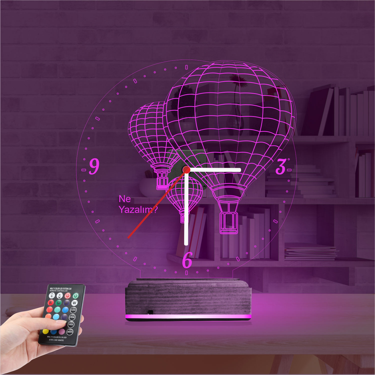 Именной подарок: воздушные шары Каппадокии с часами 3d светильник 2