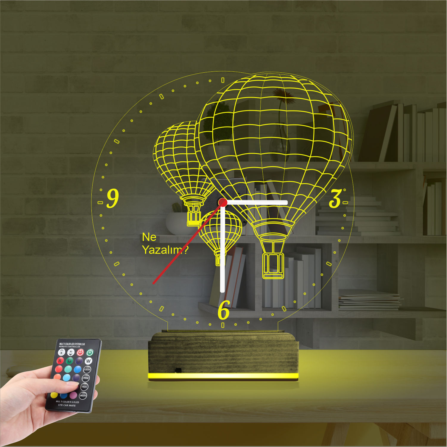 Именной подарок: воздушные шары Каппадокии с часами 3d светильник 3