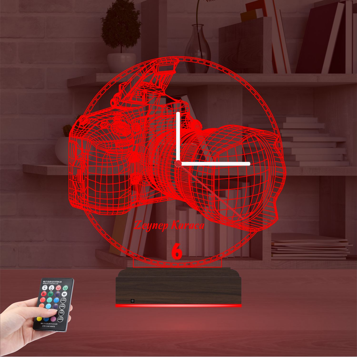 Именной подарок фотографу: профессиональная камера с часами 3d светильник 4