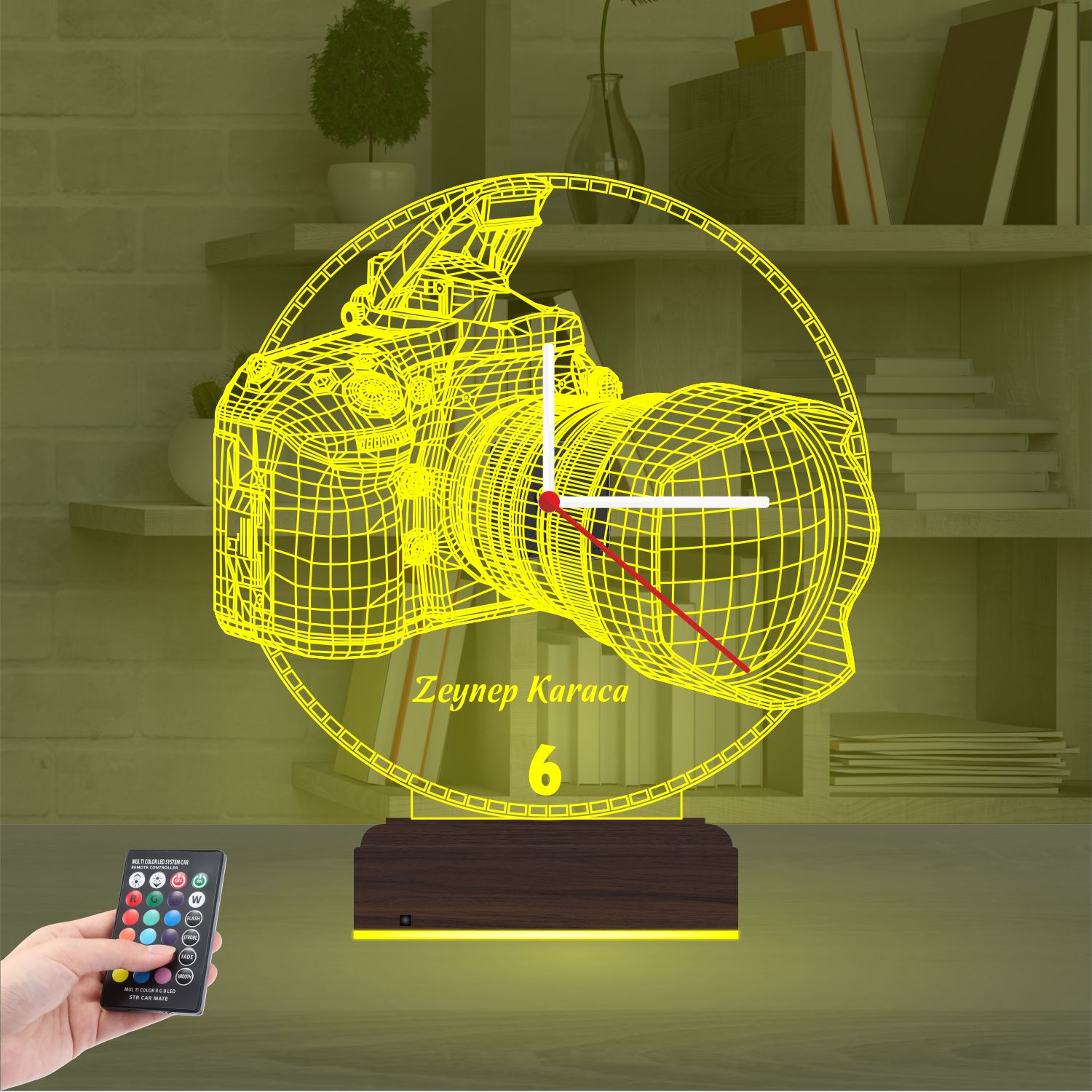 Именной подарок фотографу: профессиональная камера с часами 3d светильник 6