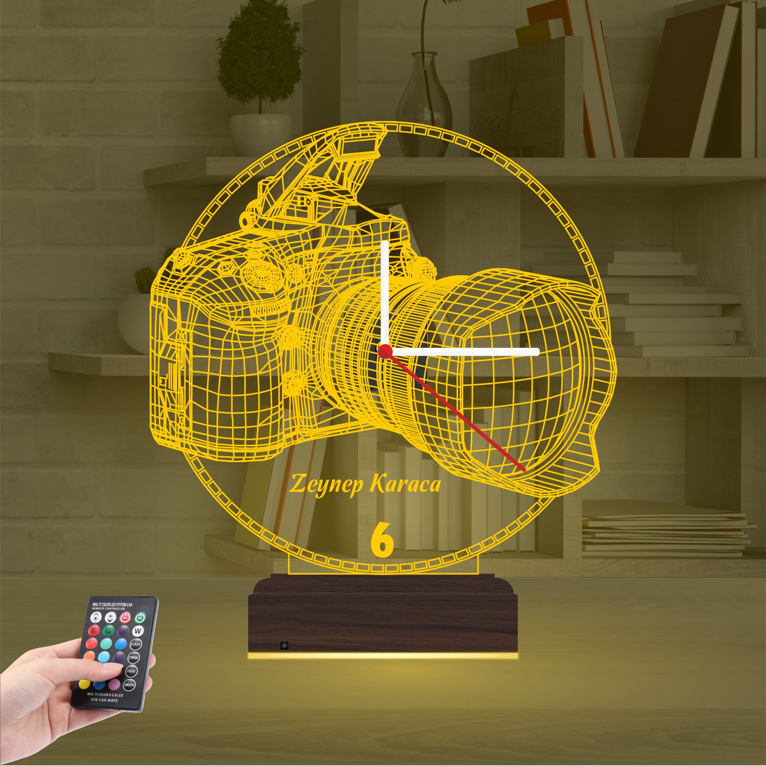 Именной подарок фотографу: профессиональная камера с часами 3d светильник 7