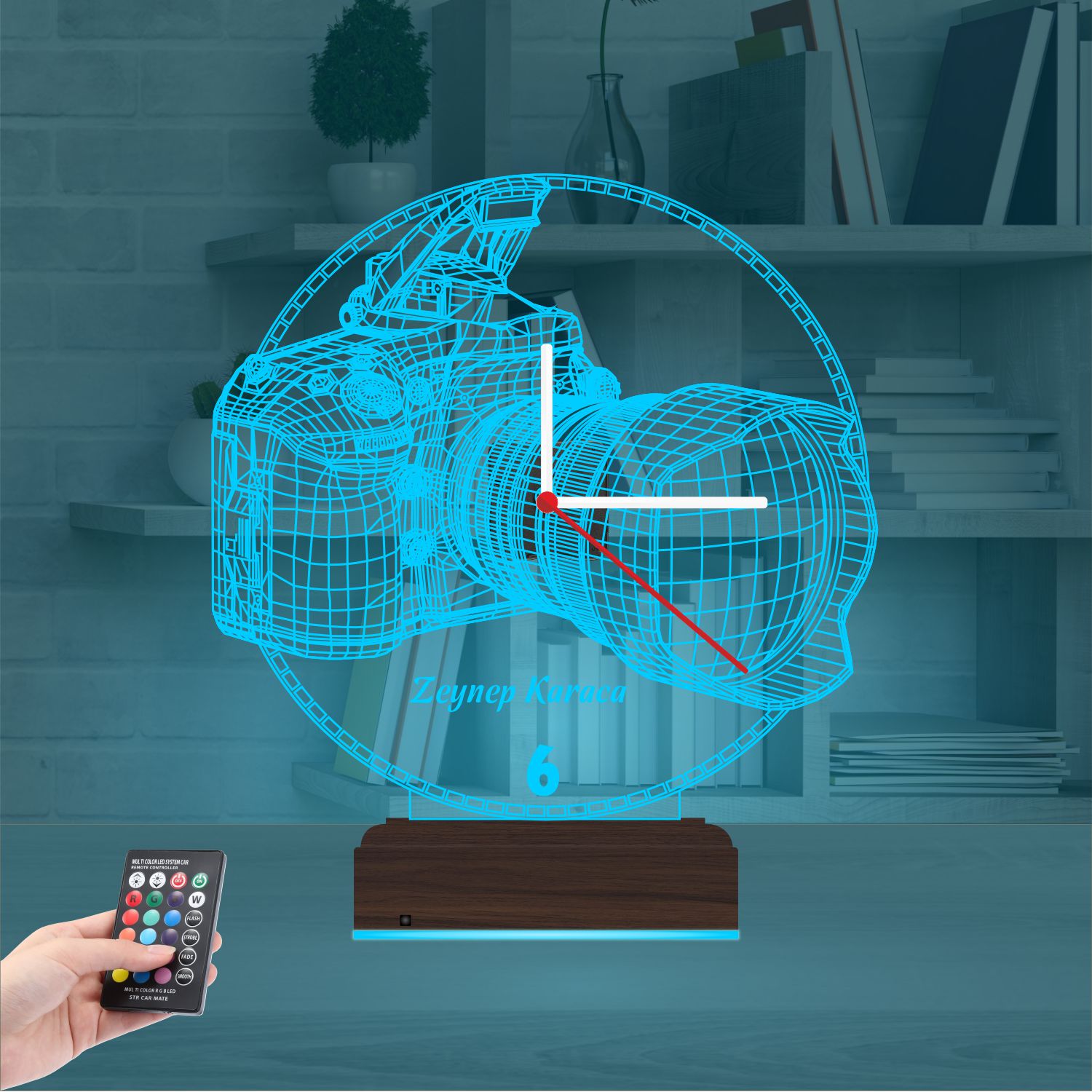 Именной подарок фотографу: профессиональная камера с часами 3d светильник 8