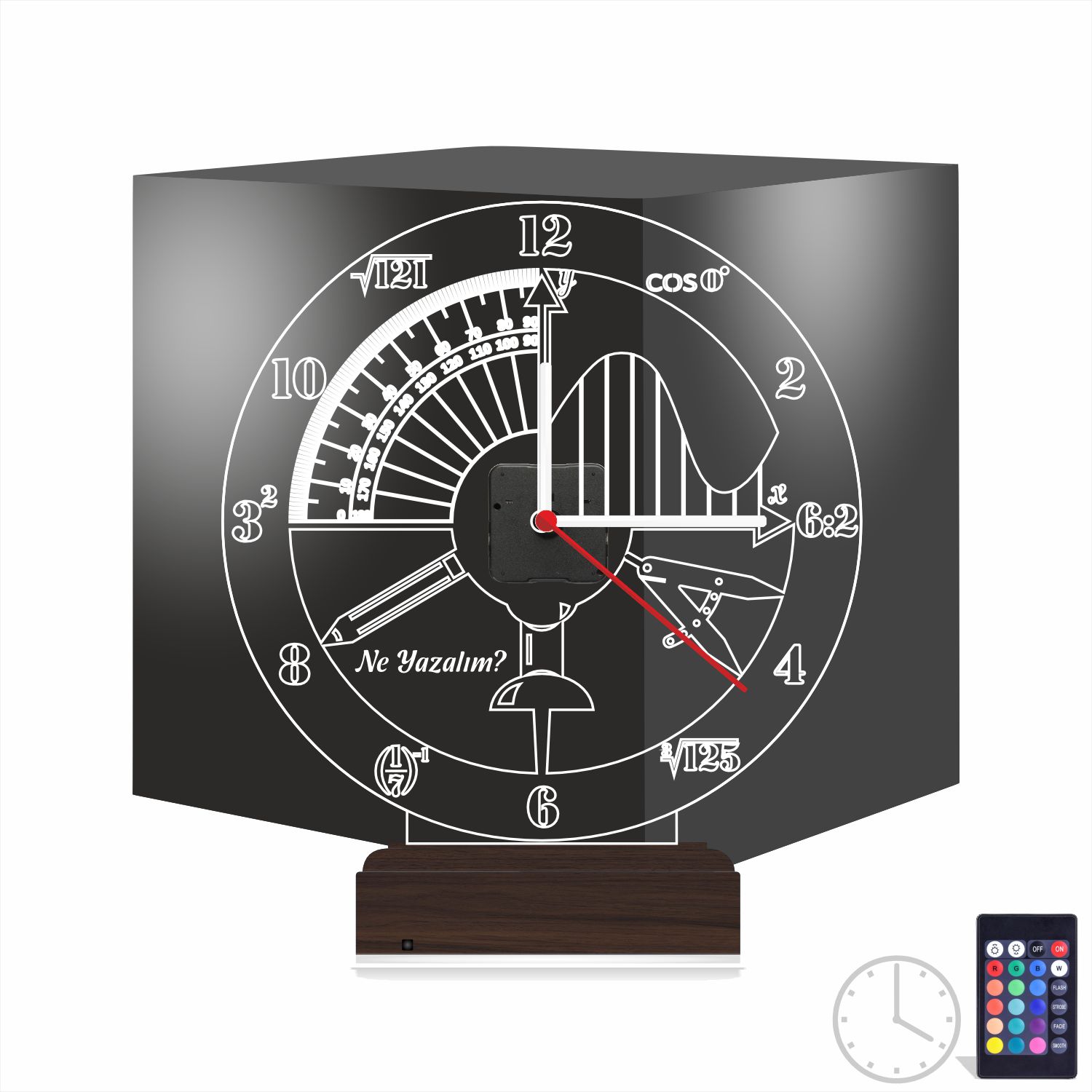 Именной подарок архитектору: математика и черчение с часами 3d светильник 9