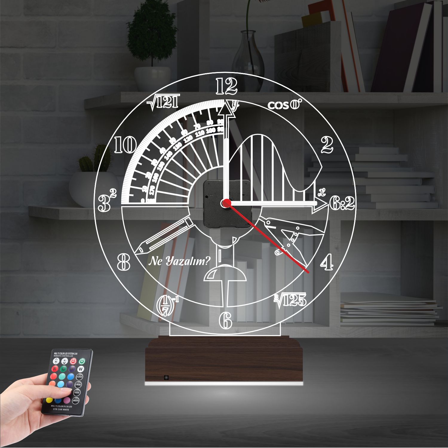 Именной подарок архитектору: математика и черчение с часами 3d светильник