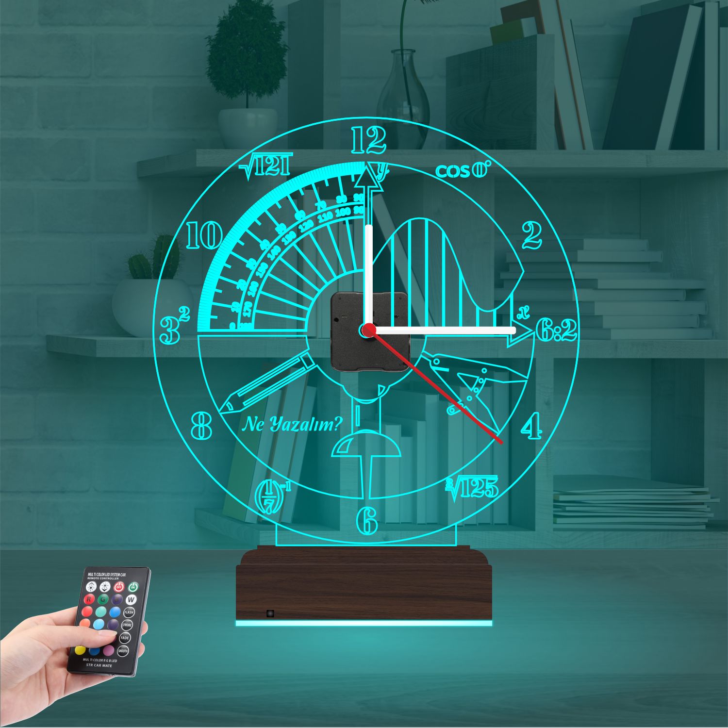 Именной подарок архитектору: математика и черчение с часами 3d светильник