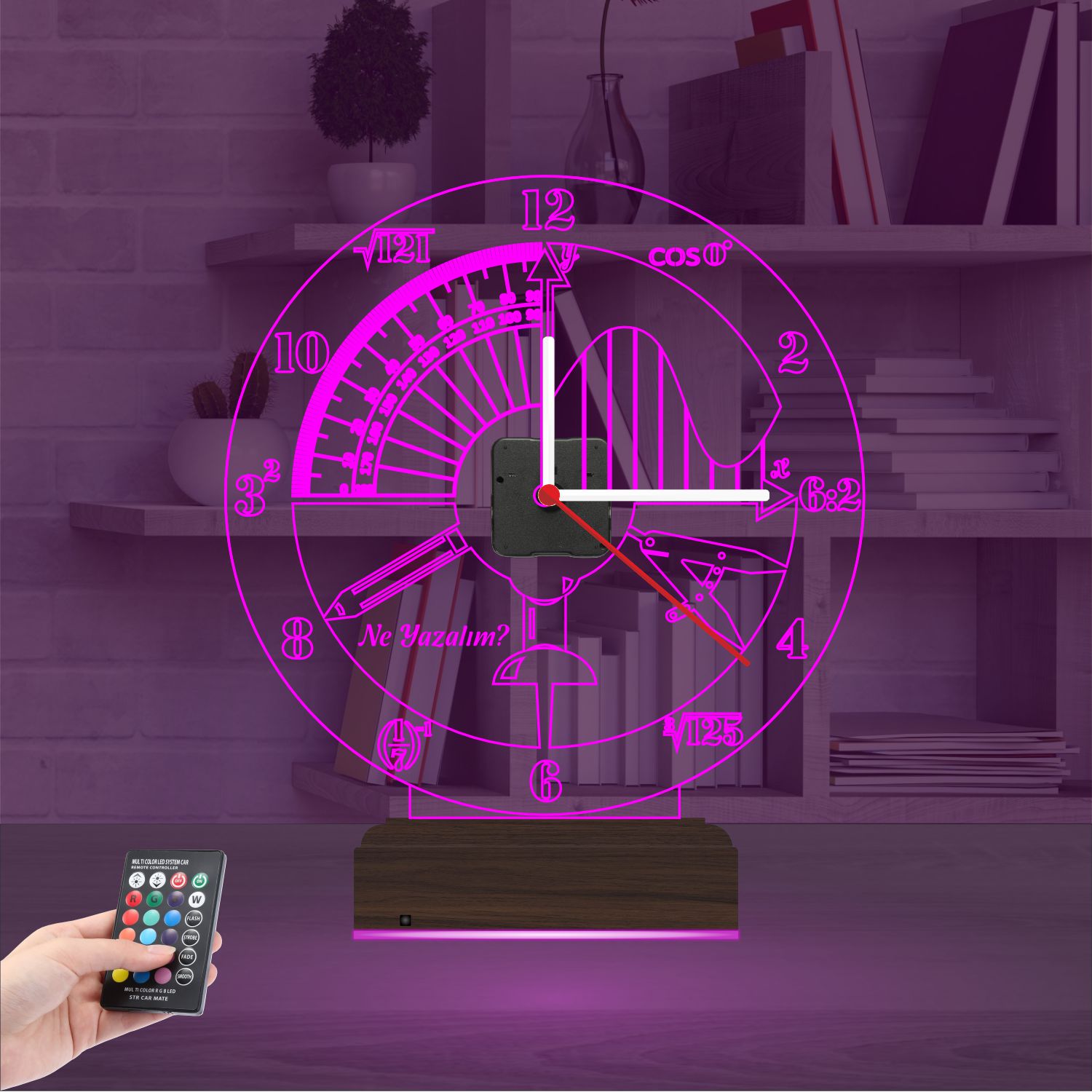 Именной подарок архитектору: математика и черчение с часами 3d светильник 3