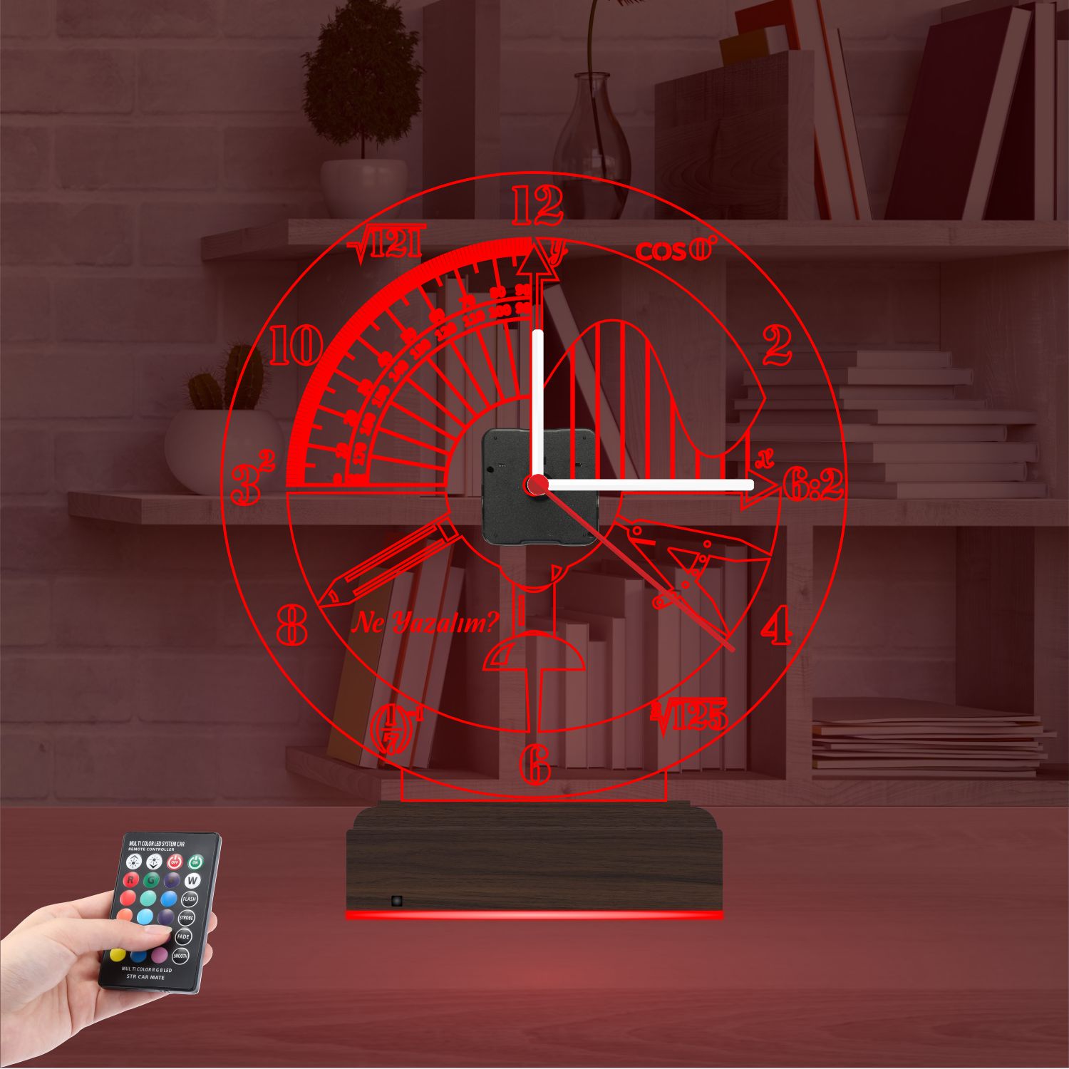 Именной подарок архитектору: математика и черчение с часами 3d светильник 4