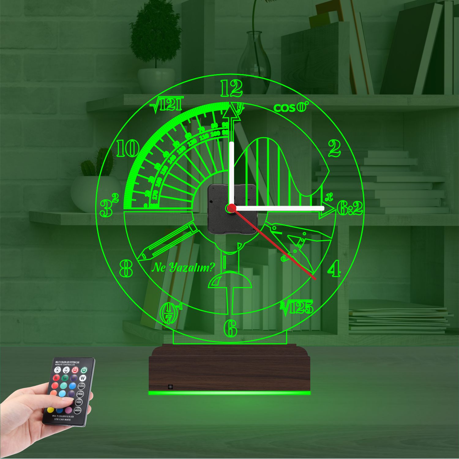 Именной подарок архитектору: математика и черчение с часами 3d светильник 5