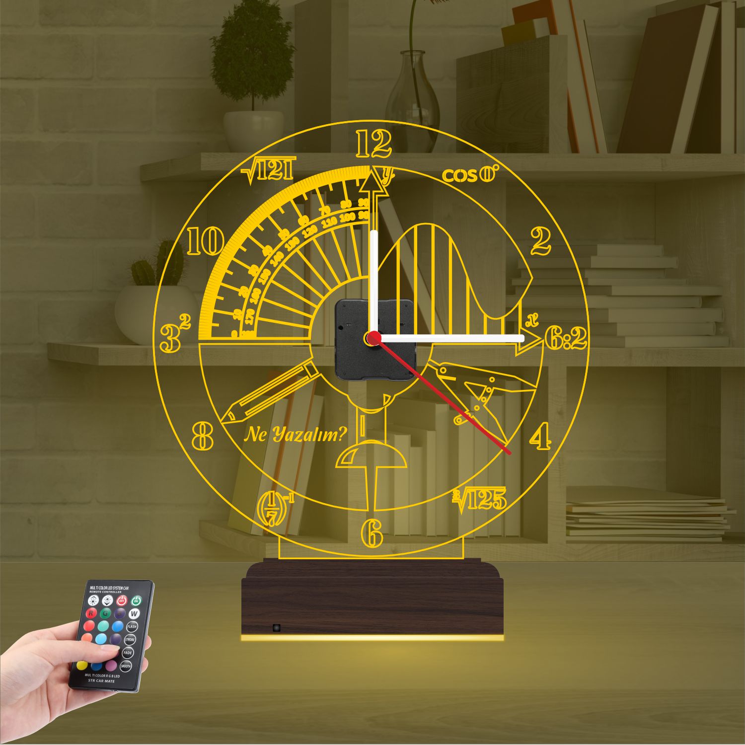 Именной подарок архитектору: математика и черчение с часами 3d светильник 7