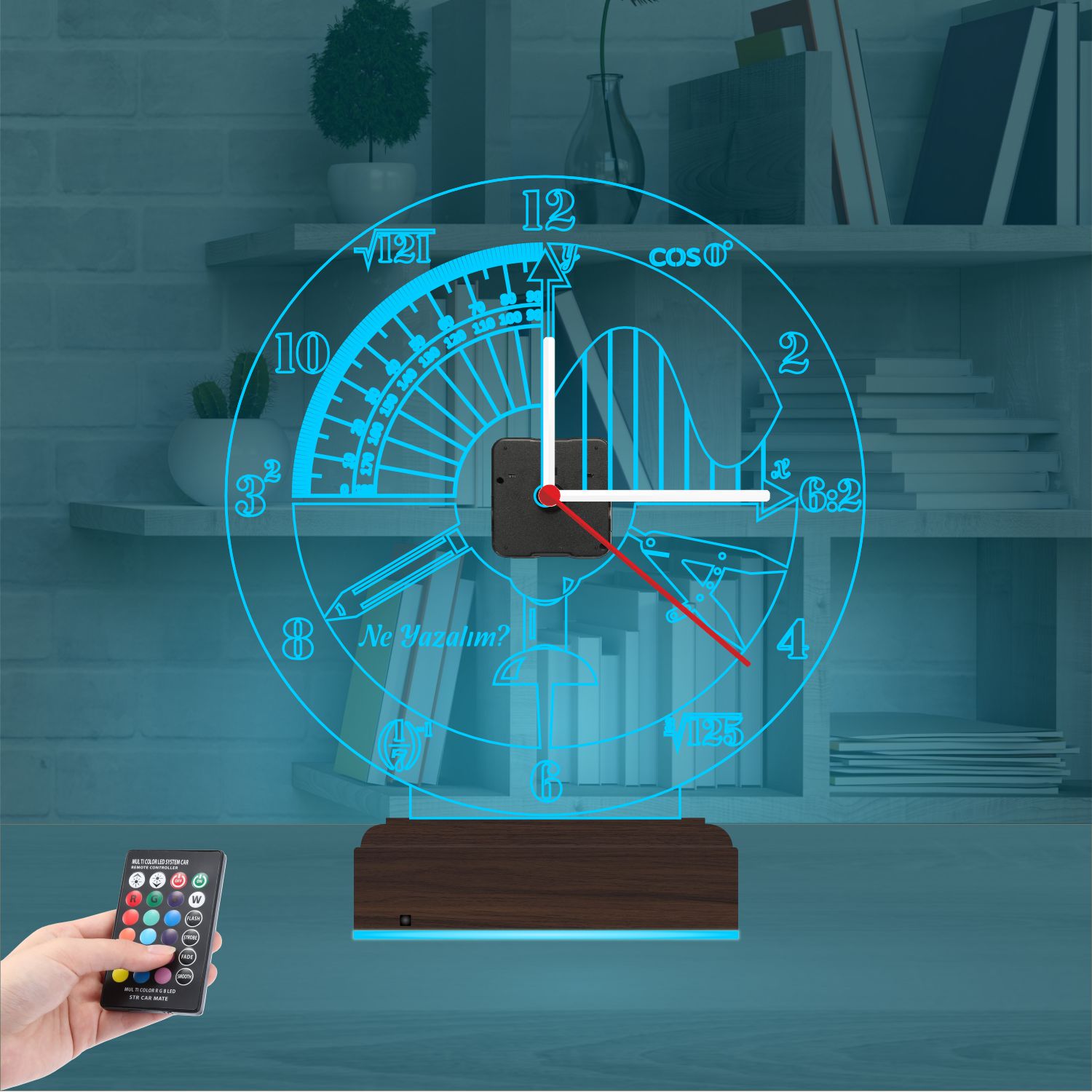 Именной подарок архитектору: математика и черчение с часами 3d светильник 8