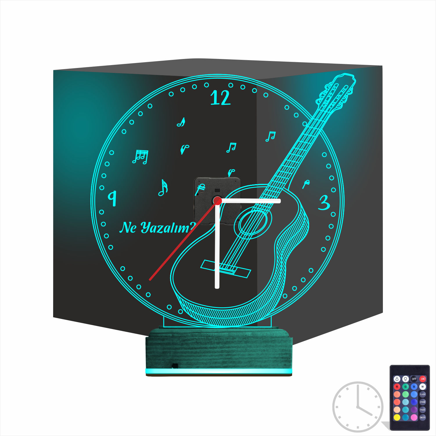 Именной подарок: классическая гитара с часами 3d светильник 8