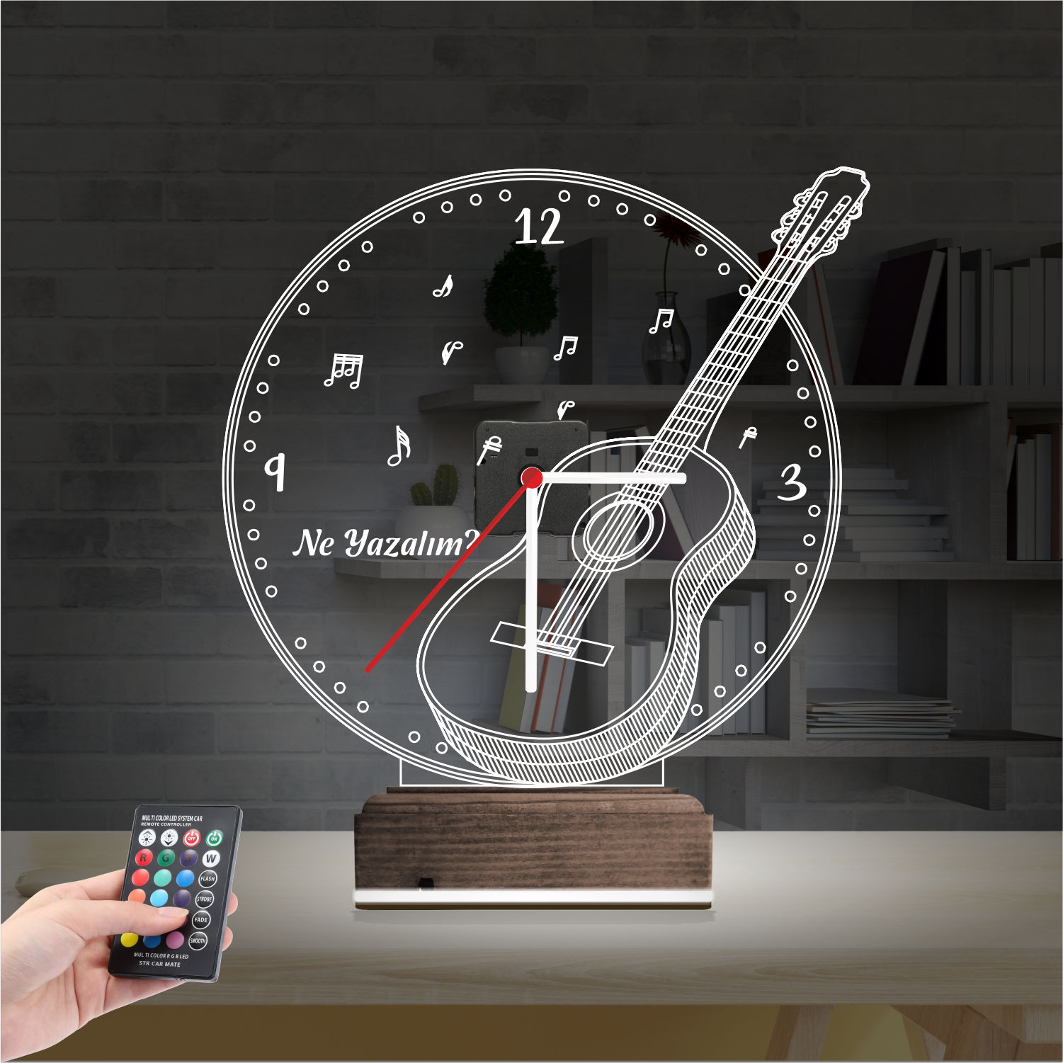 Именной подарок: классическая гитара с часами 3d светильник 7