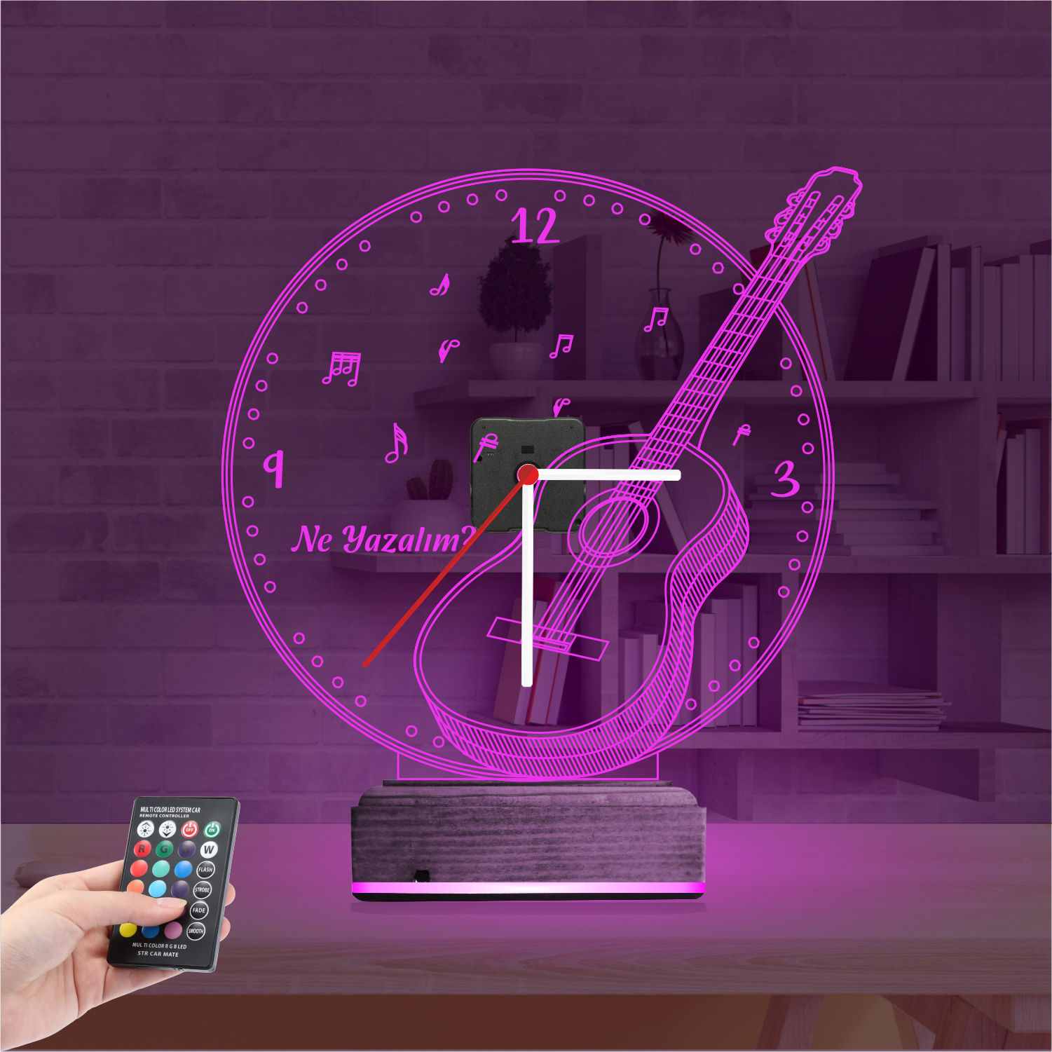 Именной подарок: классическая гитара с часами 3d светильник 2