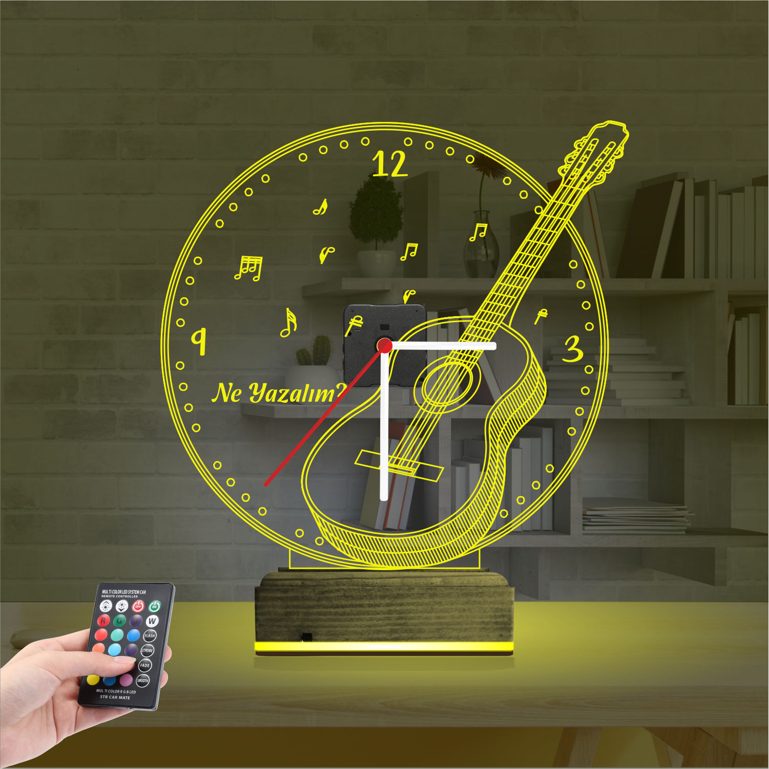 Именной подарок: классическая гитара с часами 3d светильник 3