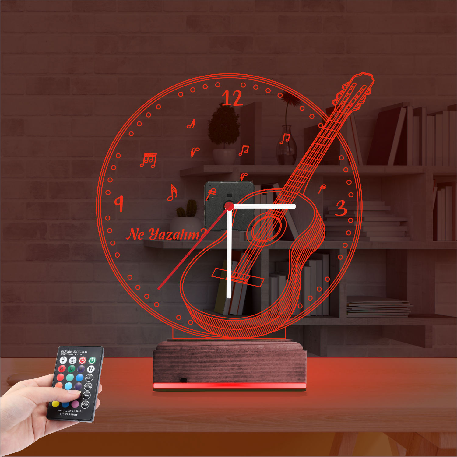 Именной подарок: классическая гитара с часами 3d светильник 5