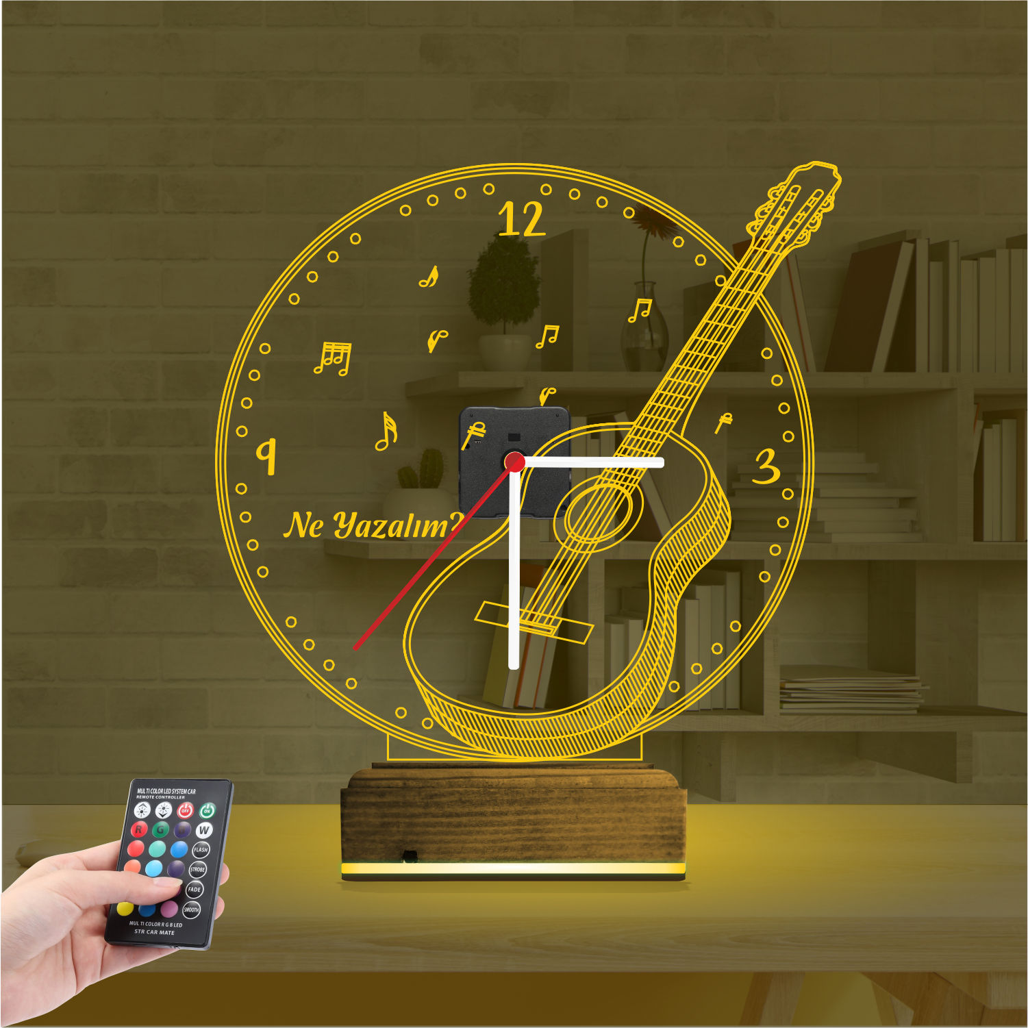 Именной подарок: классическая гитара с часами 3d светильник 6