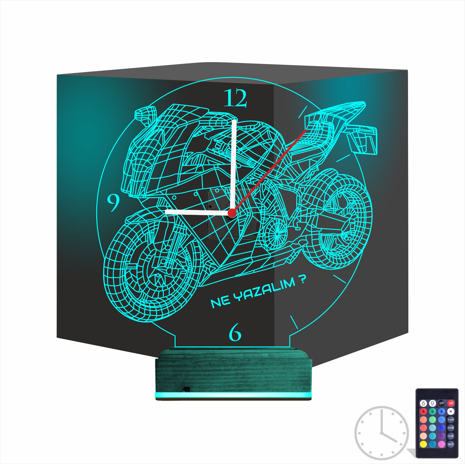 Именной подарок мотоциклисту: спортивный байк с часами 3d светильник 8