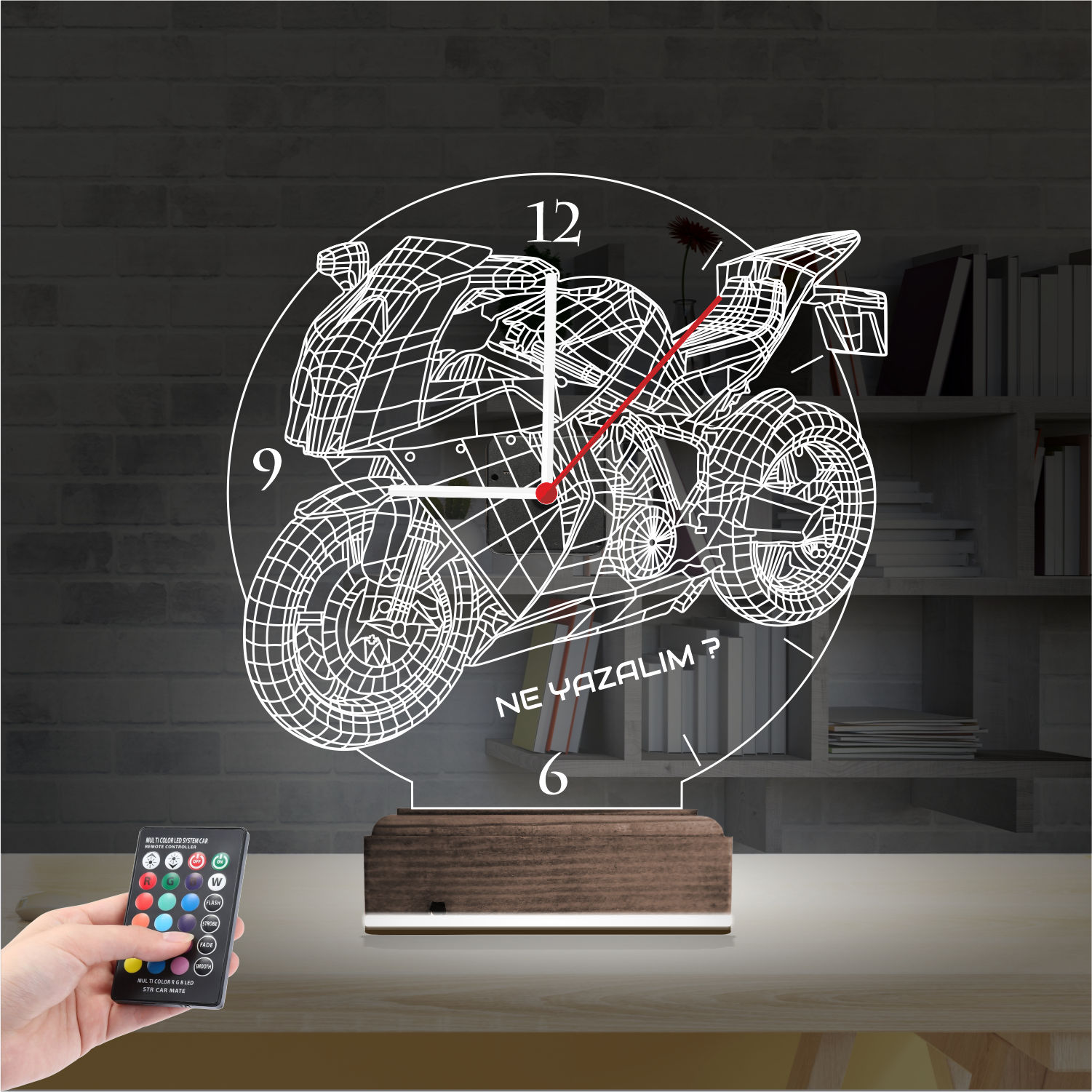 Именной подарок мотоциклисту: спортивный байк с часами 3d светильник 7