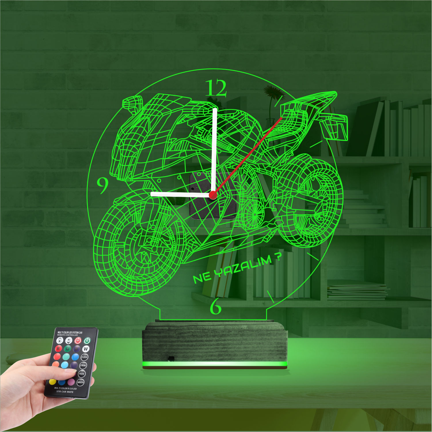 Именной подарок мотоциклисту: спортивный байк с часами 3d светильник 4