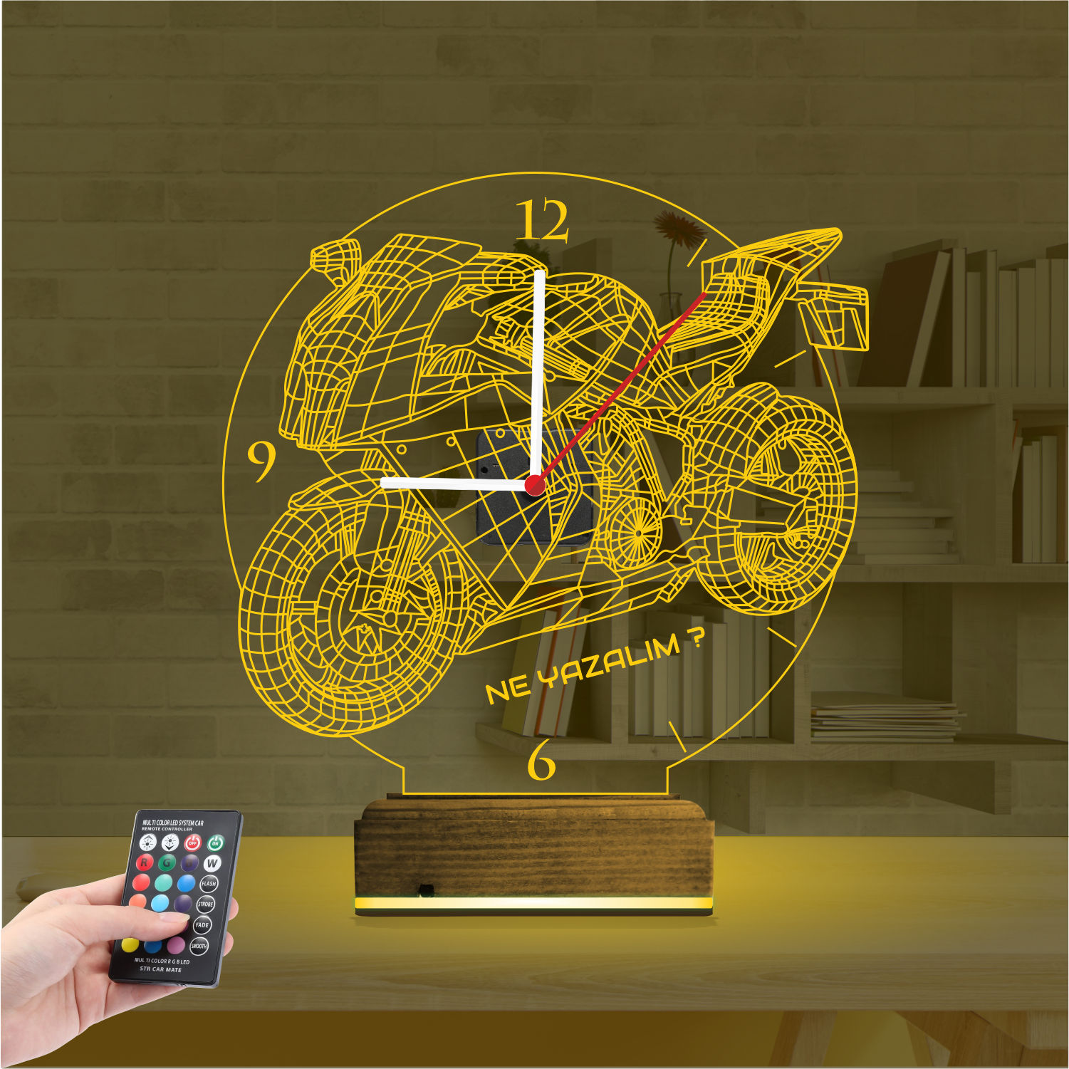 Именной подарок мотоциклисту: спортивный байк с часами 3d светильник 6