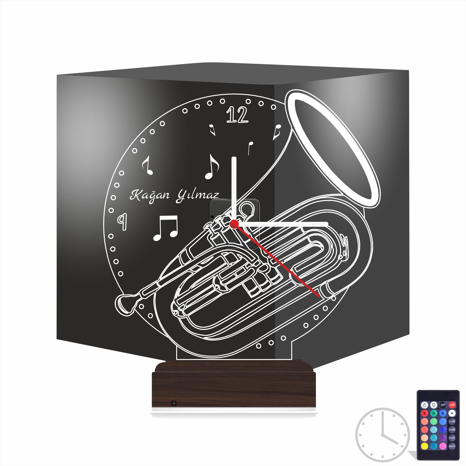 Именной подарок: саксофон с часами 3d светильник 9