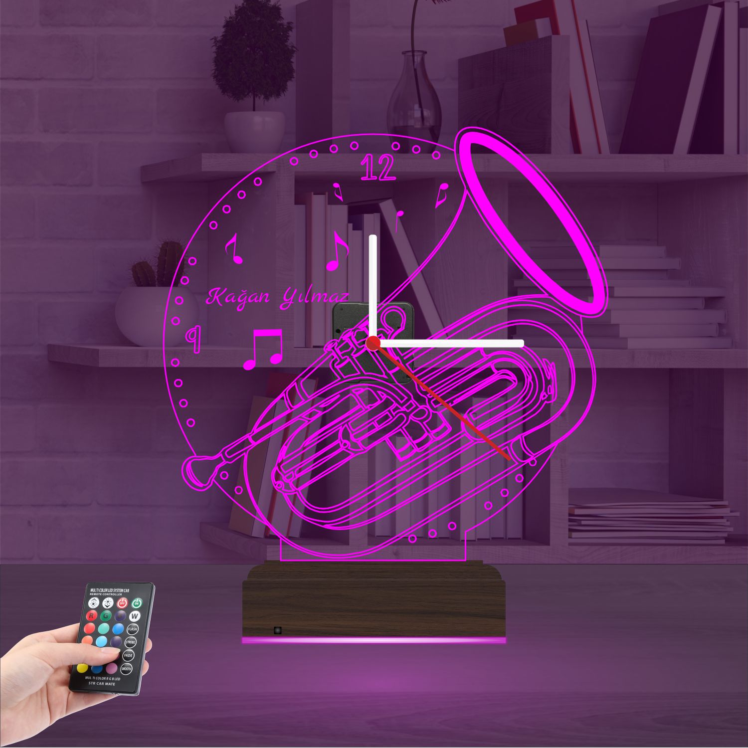 Именной подарок: саксофон с часами 3d светильник